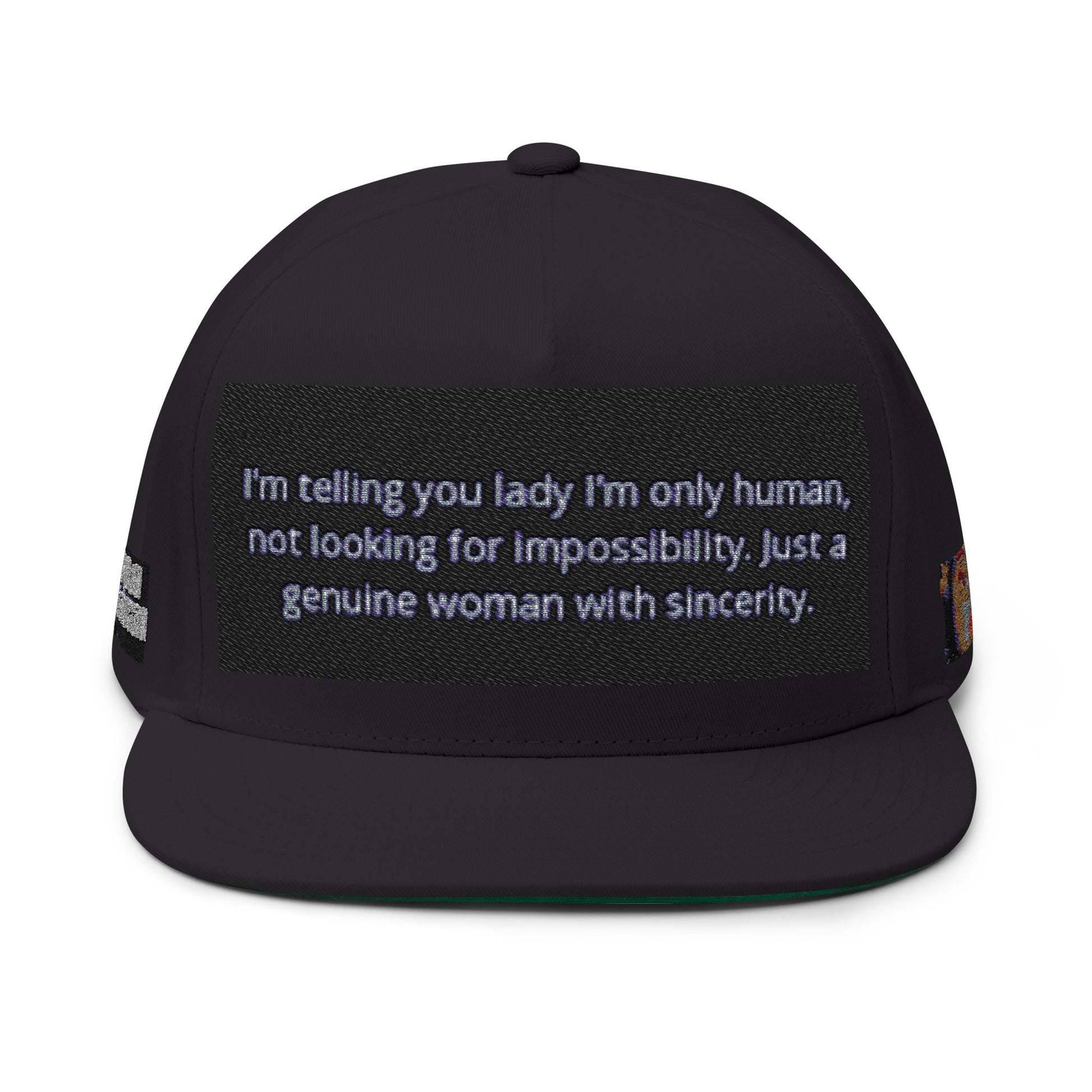 Embroidered Flat Bill Cap - Statement Hat for Women, Casual Style, Gift for Her, Trendy Accessory, Unique Fashion Statement