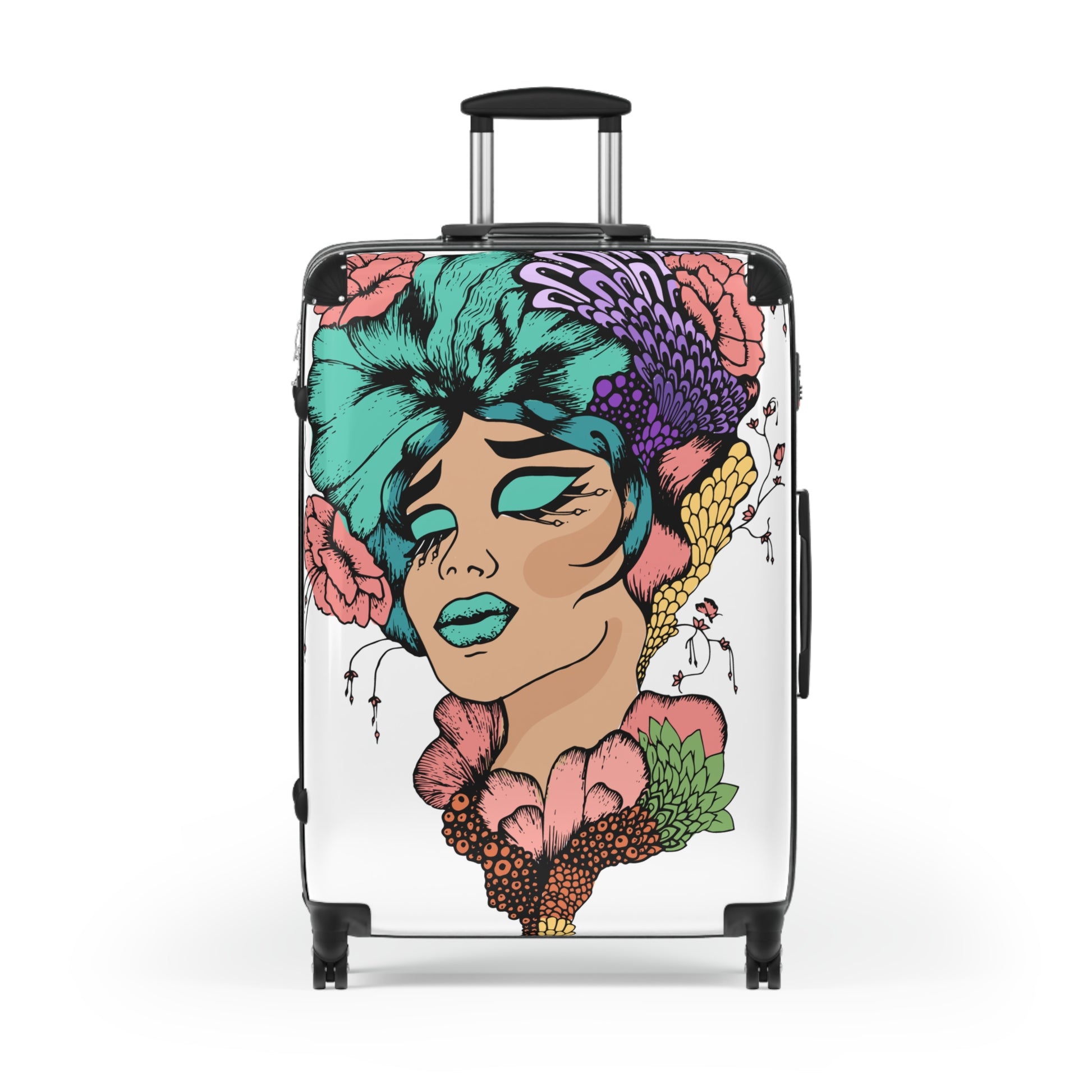 Artistic Floral Suitcase - Trendy Travel Luggage with Unique Design