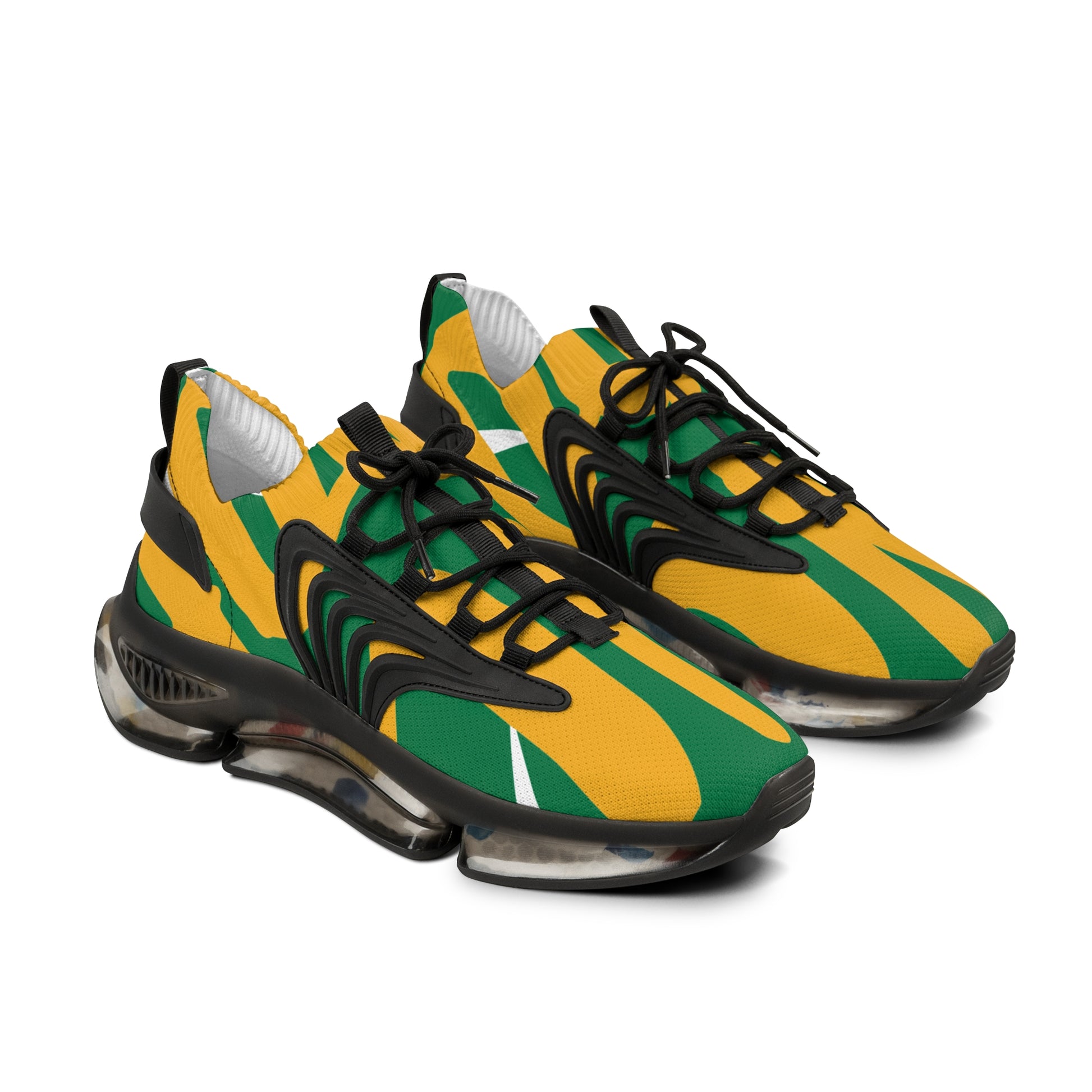 Stylish Men's Mesh Sneakers - Trendy Yellow and Green Athletic Shoes