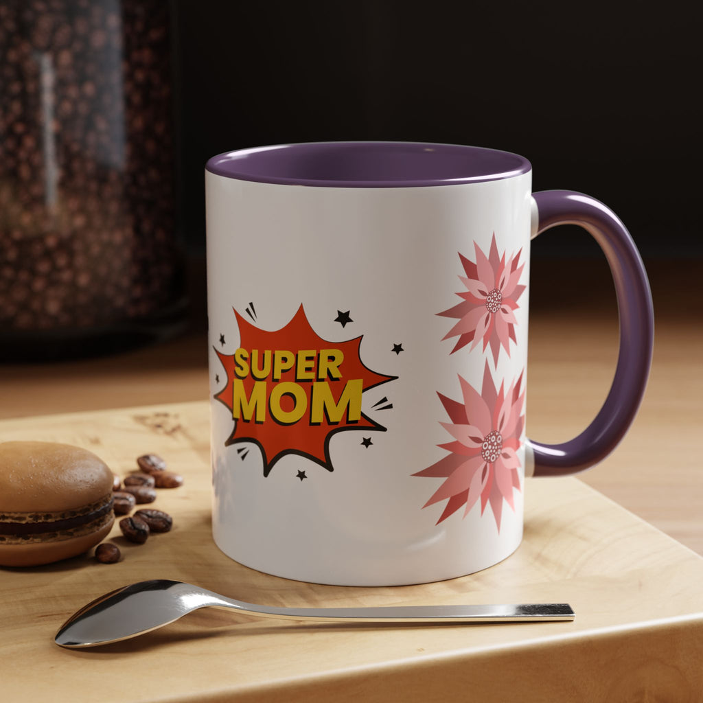 Super Mom Accent Coffee Mug - Perfect Gift for Mother's Day & Birthdays