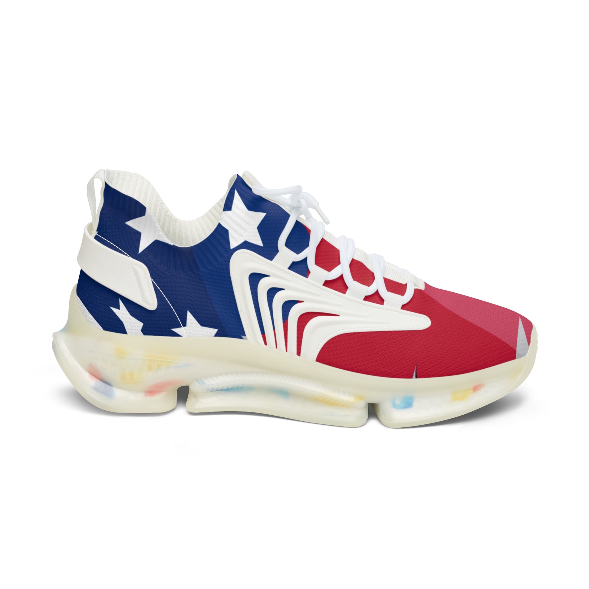 Patriotic Women's Mesh Sneakers - Star-Spangled Athletic Shoes