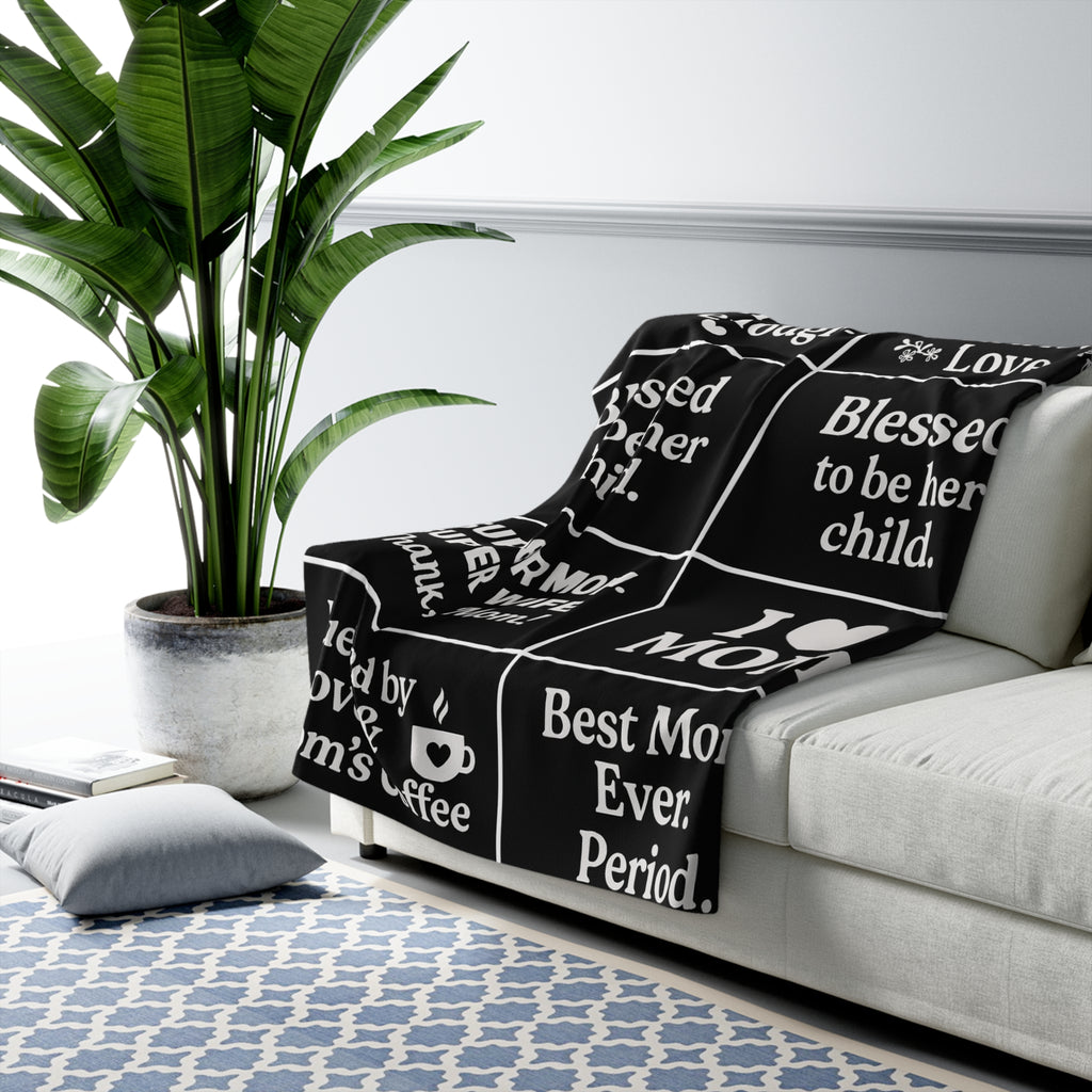 Cozy Sherpa Fleece Blanket for Moms - 'Best Mom Ever' Gift