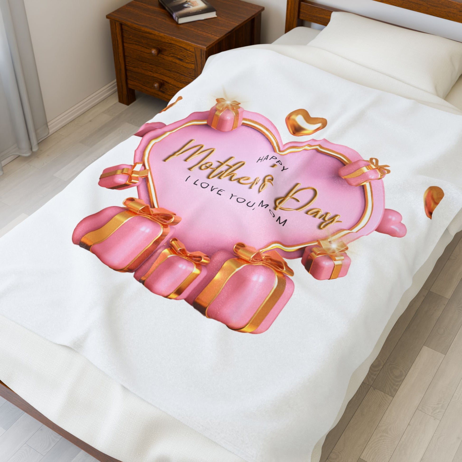 Cozy Mother's Day Velveteen Plush Blanket | Love You, Mom Gift