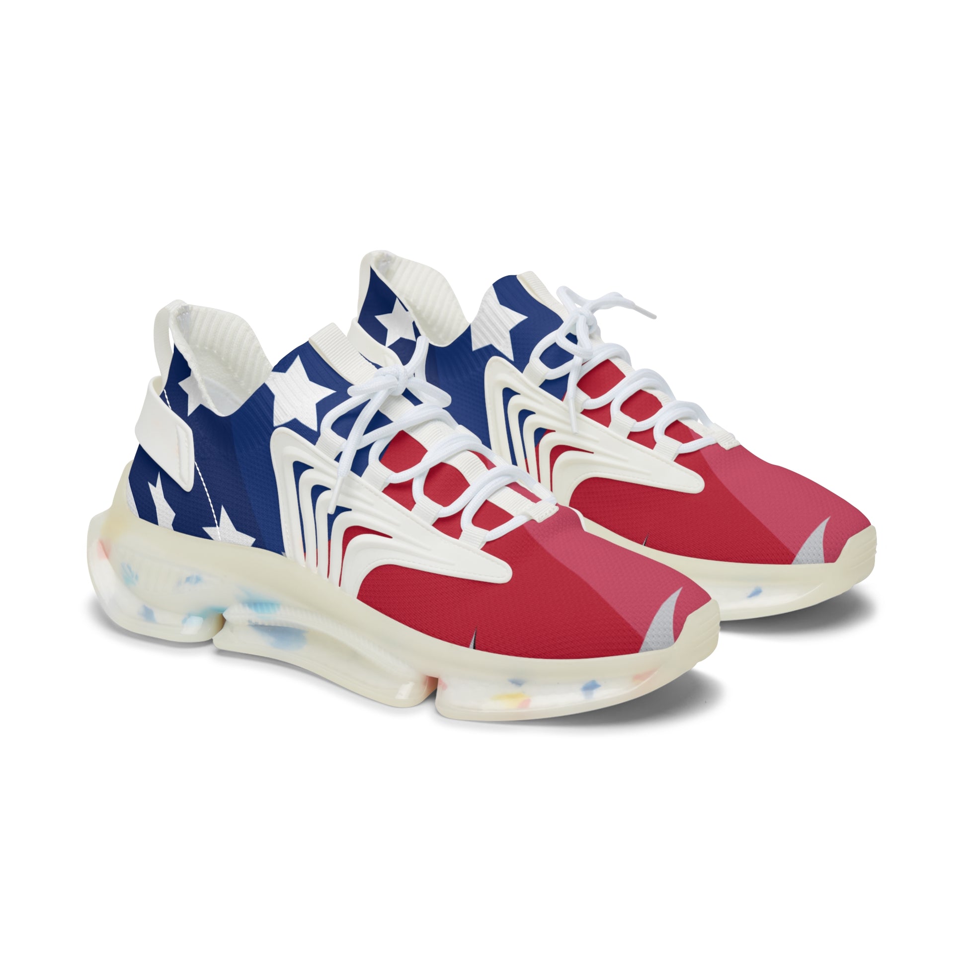 Patriotic Women's Mesh Sneakers - Star-Spangled Athletic Shoes