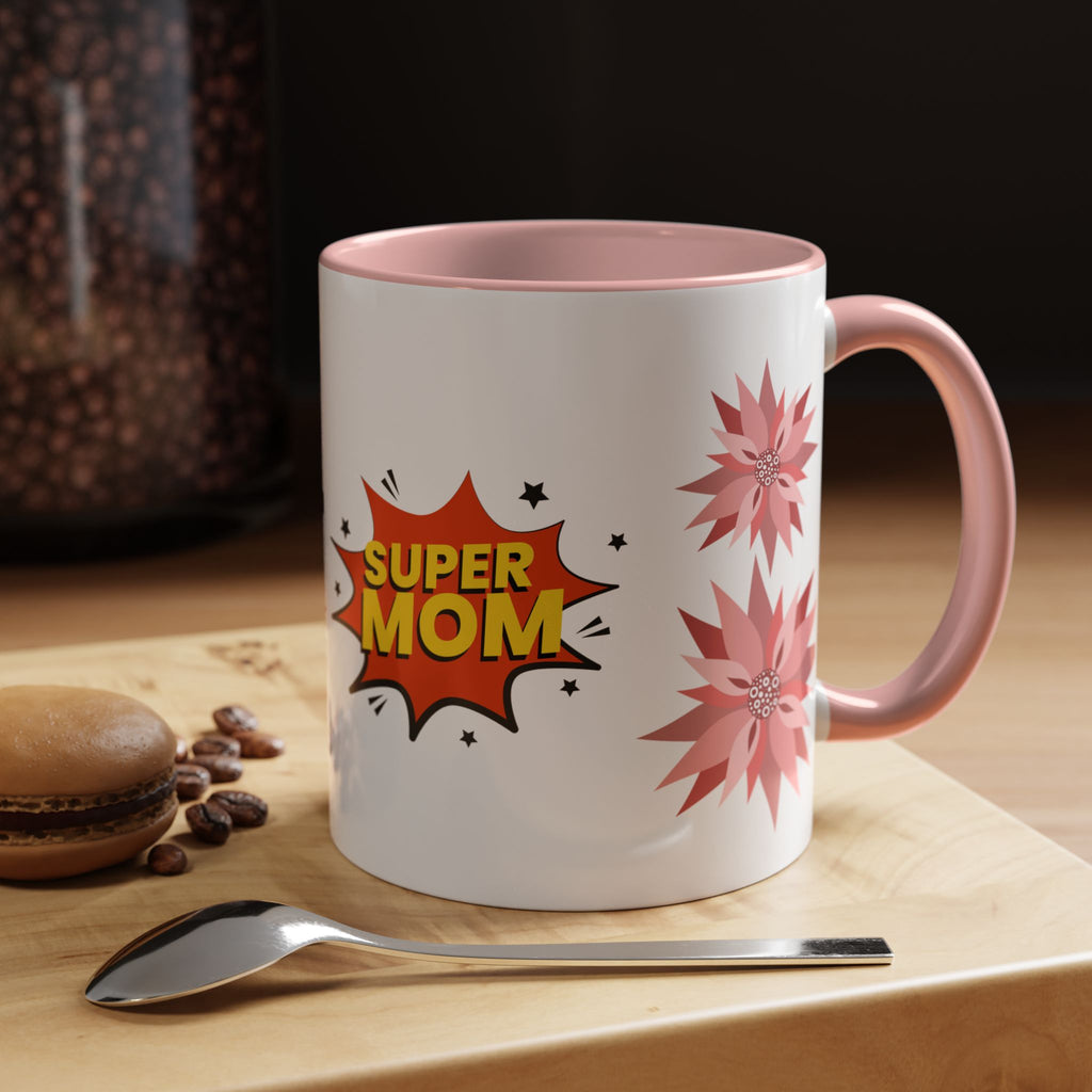 Super Mom Accent Coffee Mug - Perfect Gift for Mother's Day & Birthdays
