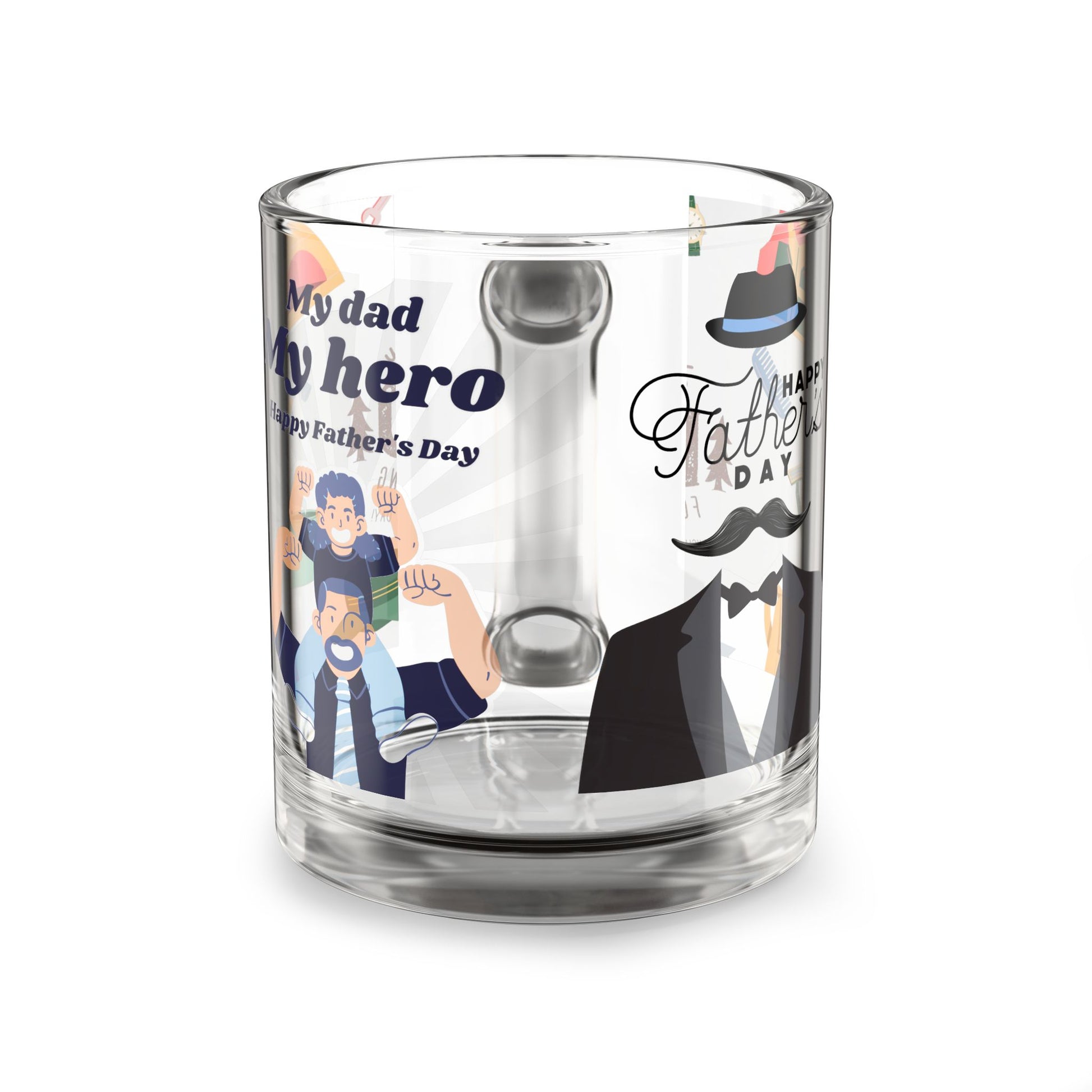 Father's Day Glass Mug, Gift for Dad, Hero Mug, Custom Drinkware, Father's Day Present, Unique Dad Gift