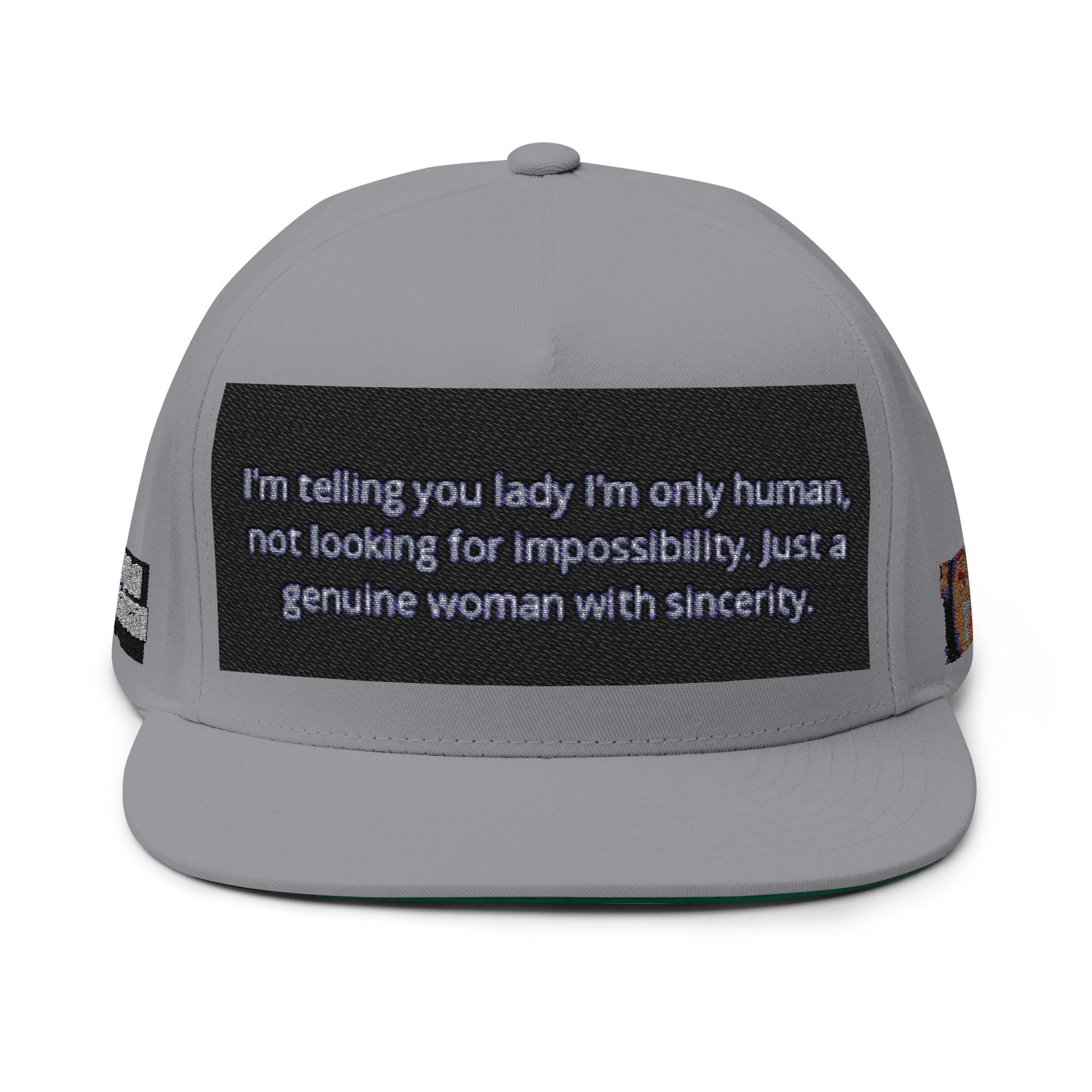 Embroidered Flat Bill Cap - Statement Hat for Women, Casual Style, Gift for Her, Trendy Accessory, Unique Fashion Statement