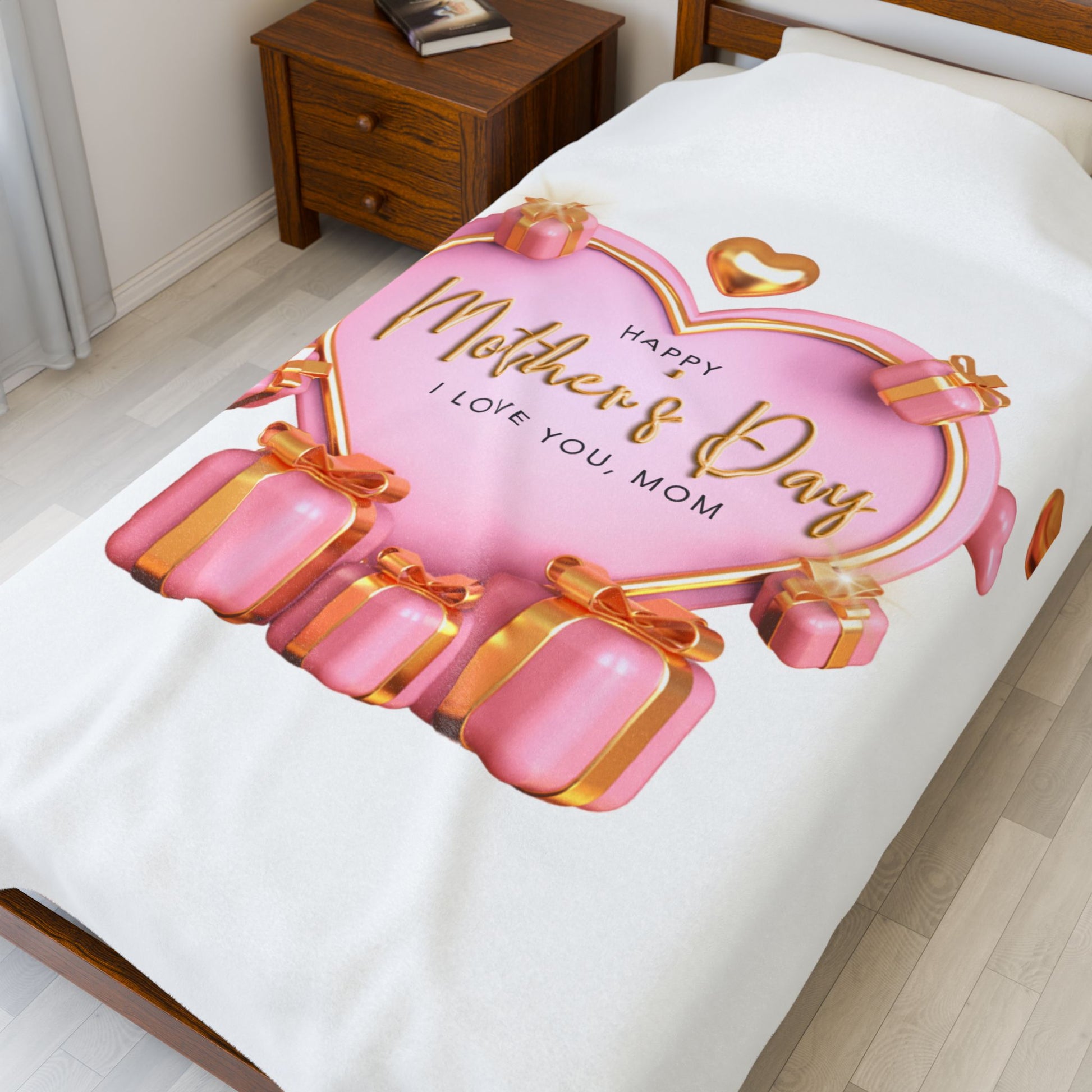 Cozy Mother's Day Velveteen Plush Blanket | Love You, Mom Gift