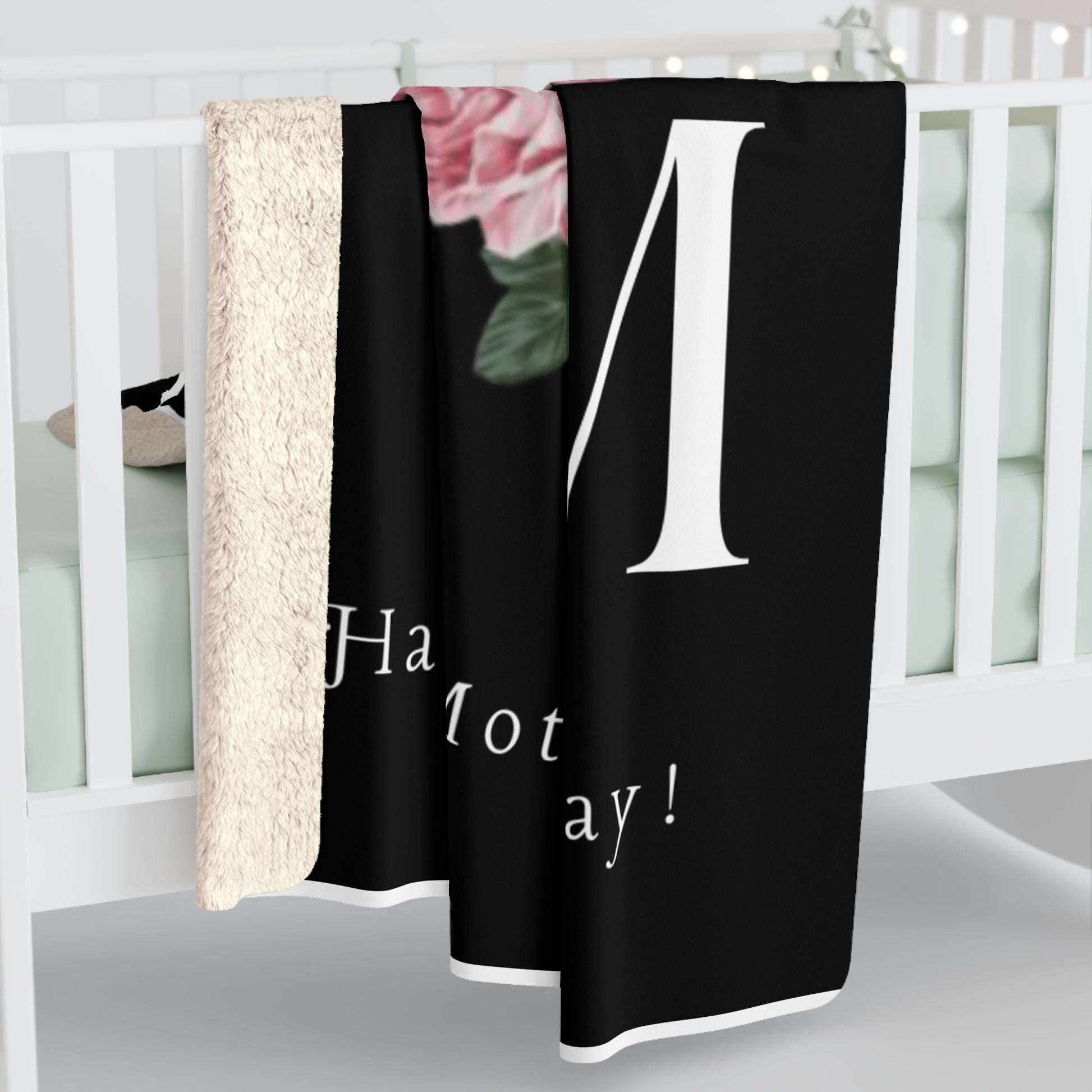 Cozy Sherpa Fleece Blanket - Happy Mother's Day Floral Design