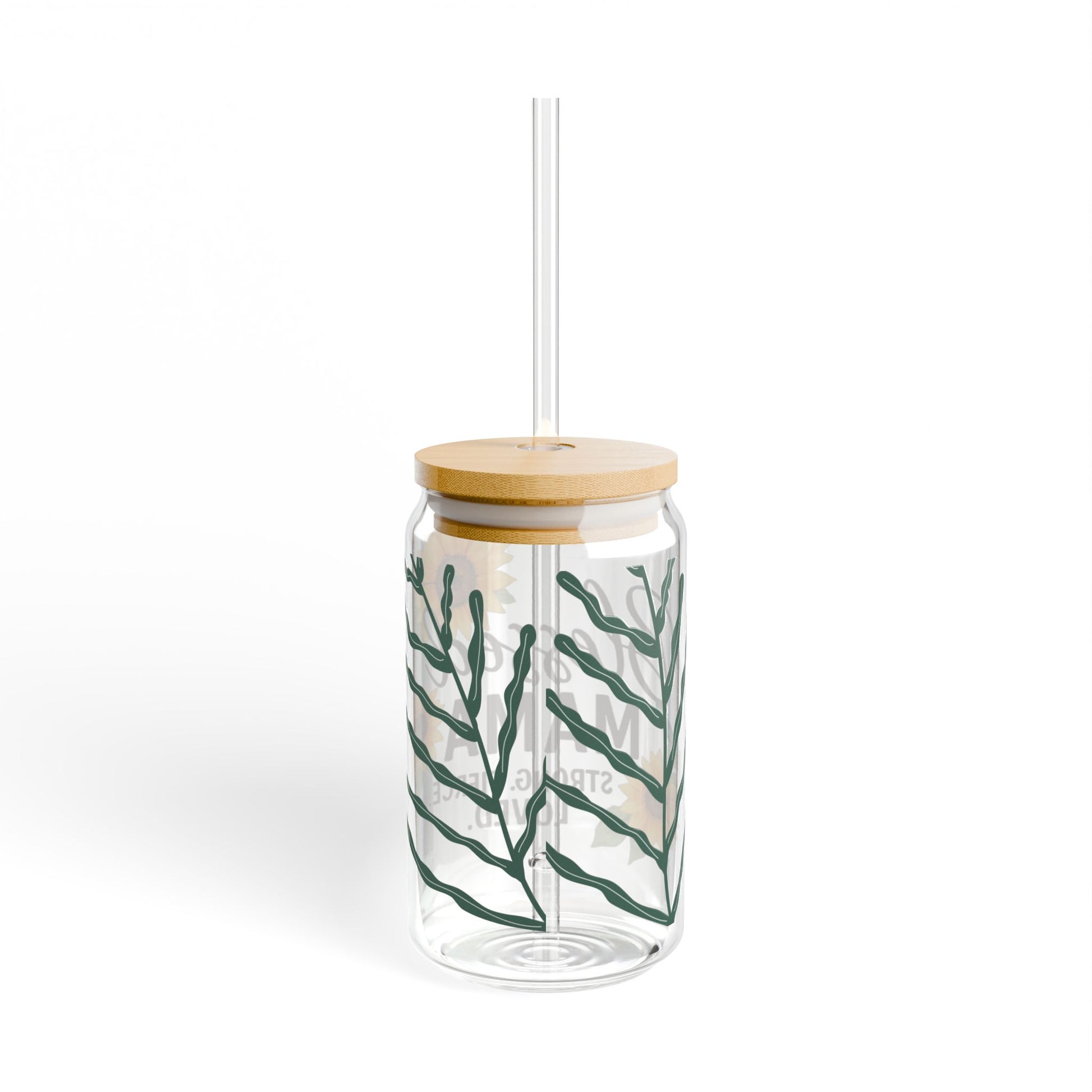 Blessed Mama Sipper Glass - 16oz with Sunflower Design - Perfect Gift for Moms