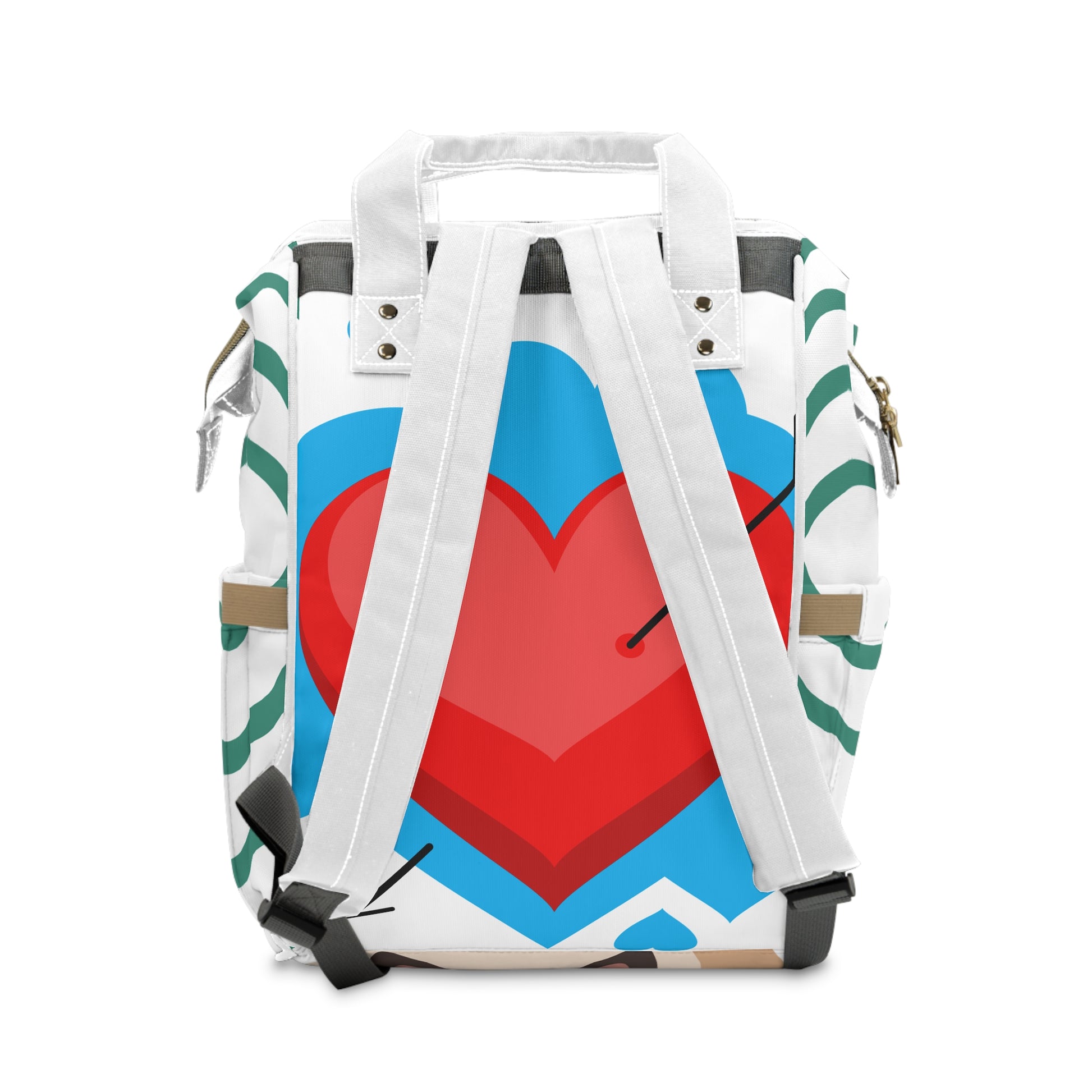 Cute Heart Pattern Multifunctional Diaper Backpack - Perfect for New Moms