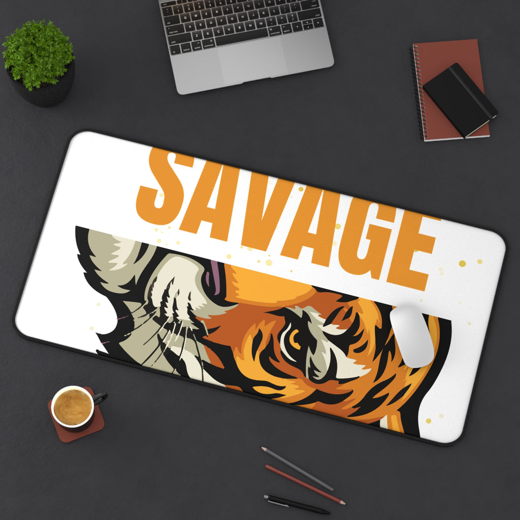 Savage Tiger Desk Mat | Bold Office Decor, Animal Lover Gift, Gaming Mouse Pad, Stylish Workspace Addition