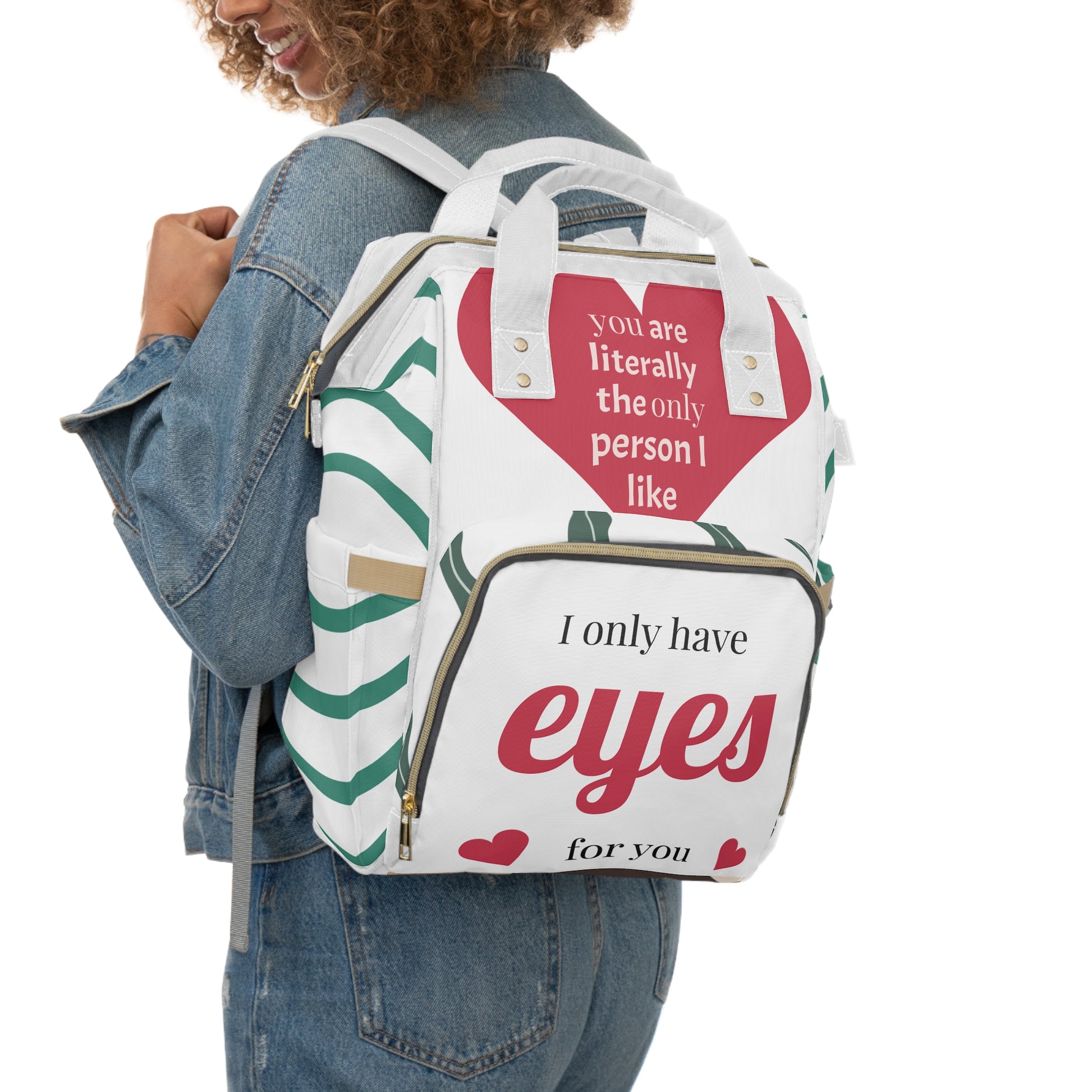 Cute Heart Pattern Multifunctional Diaper Backpack - Perfect for New Moms
