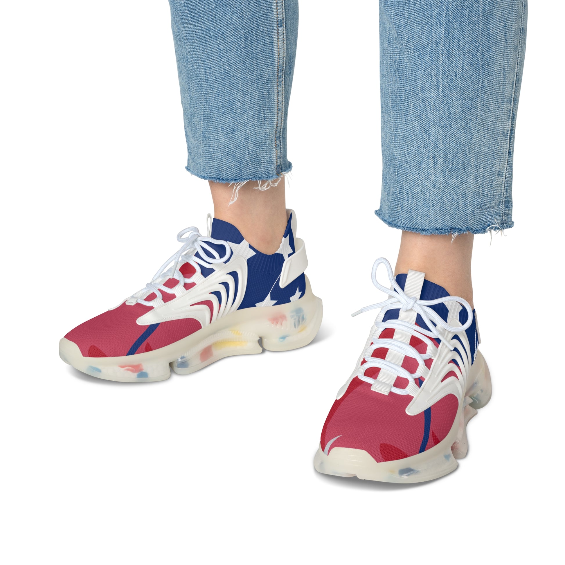 Patriotic Women's Mesh Sneakers - Star-Spangled Athletic Shoes