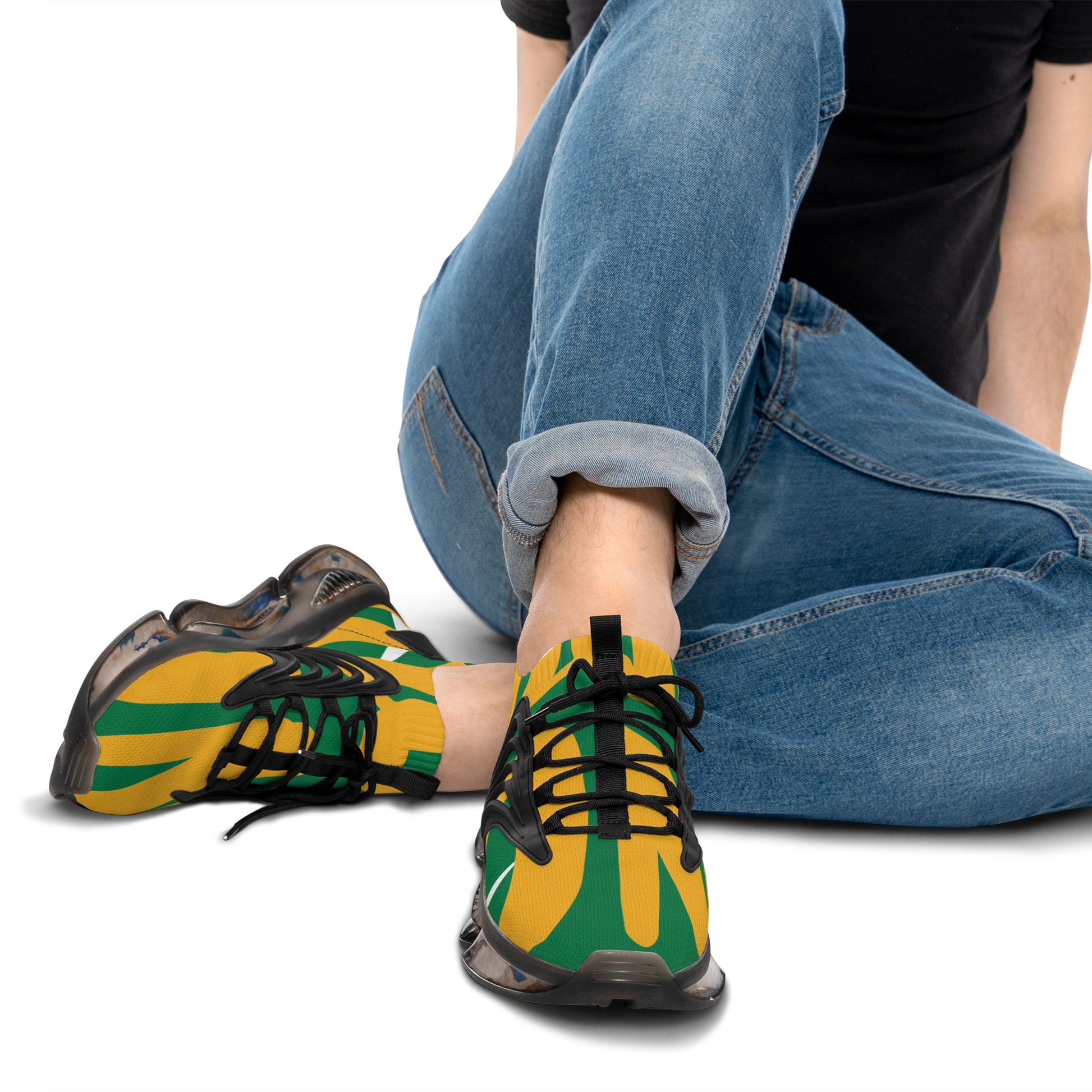 Stylish Men's Mesh Sneakers - Trendy Yellow and Green Athletic Shoes