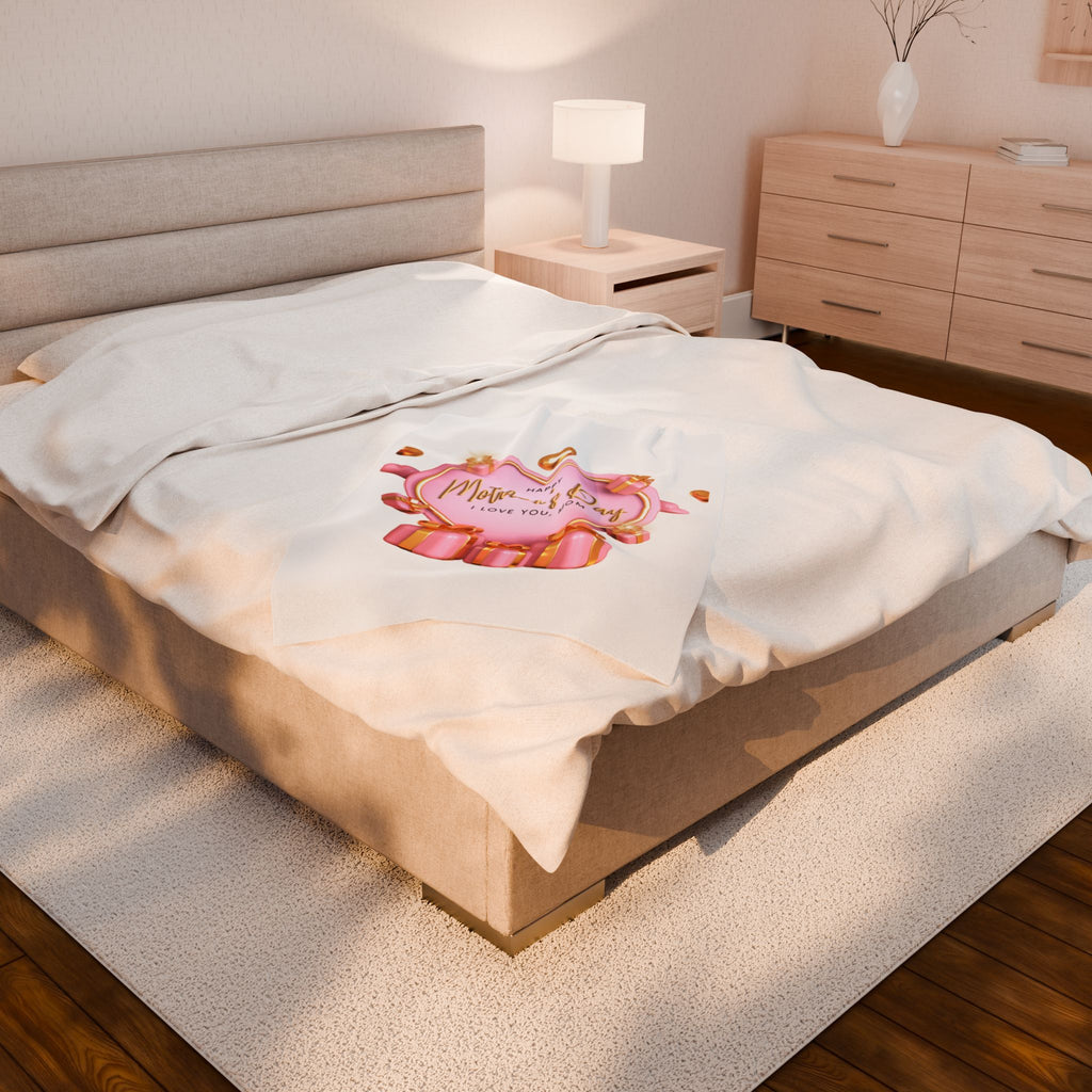 Cozy Mother's Day Velveteen Plush Blanket | Love You, Mom Gift