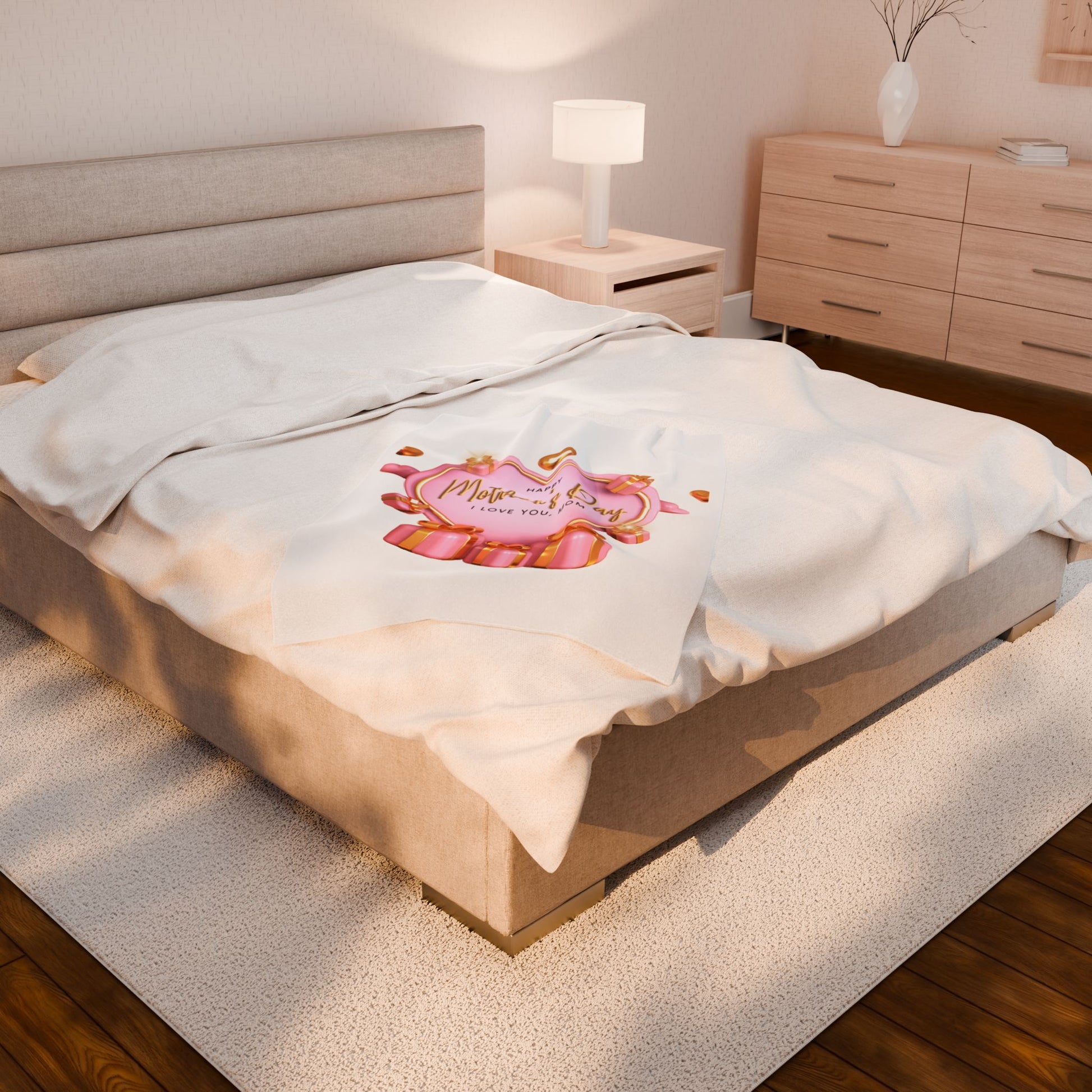 Cozy Mother's Day Velveteen Plush Blanket | Love You, Mom Gift