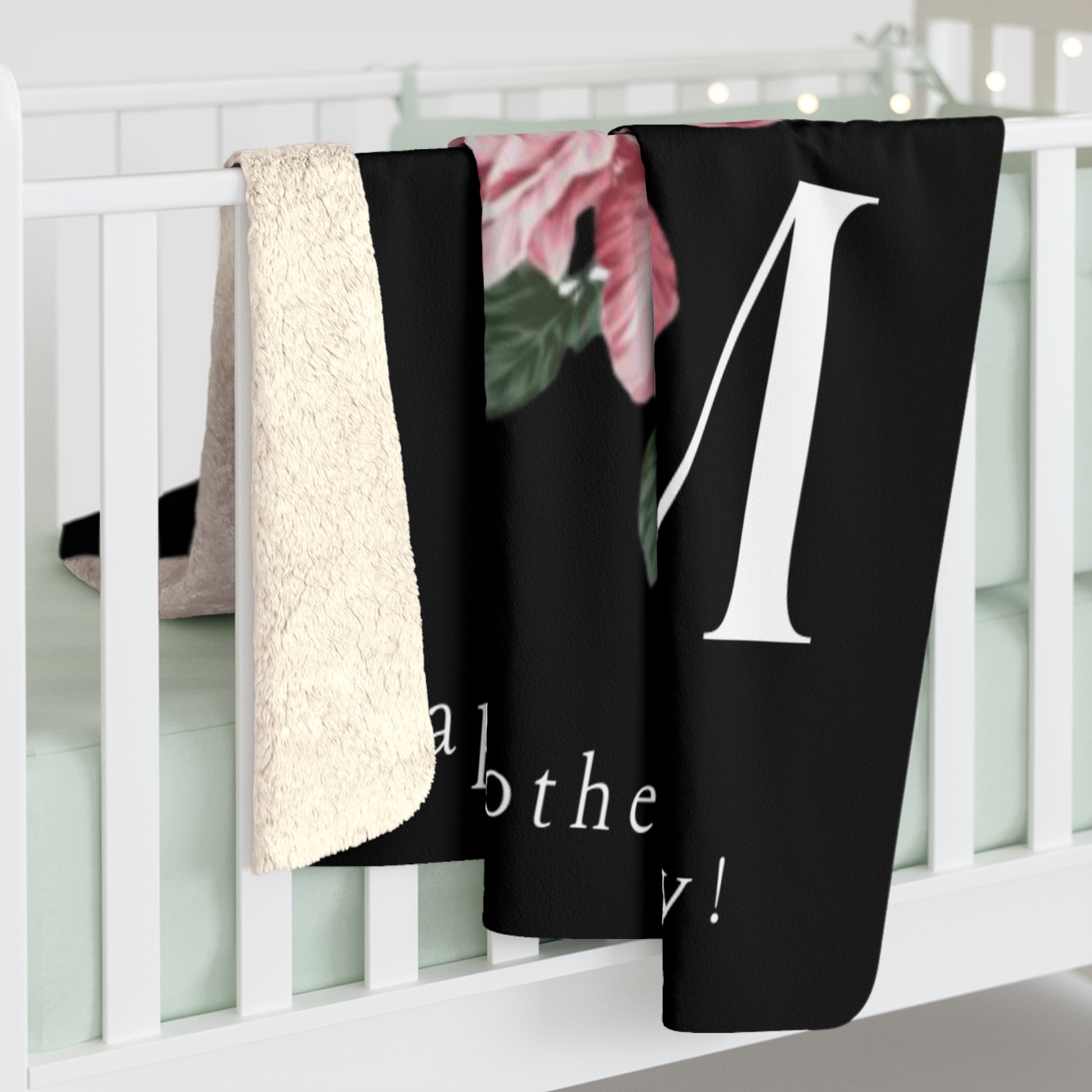 Cozy Sherpa Fleece Blanket - Happy Mother's Day Floral Design