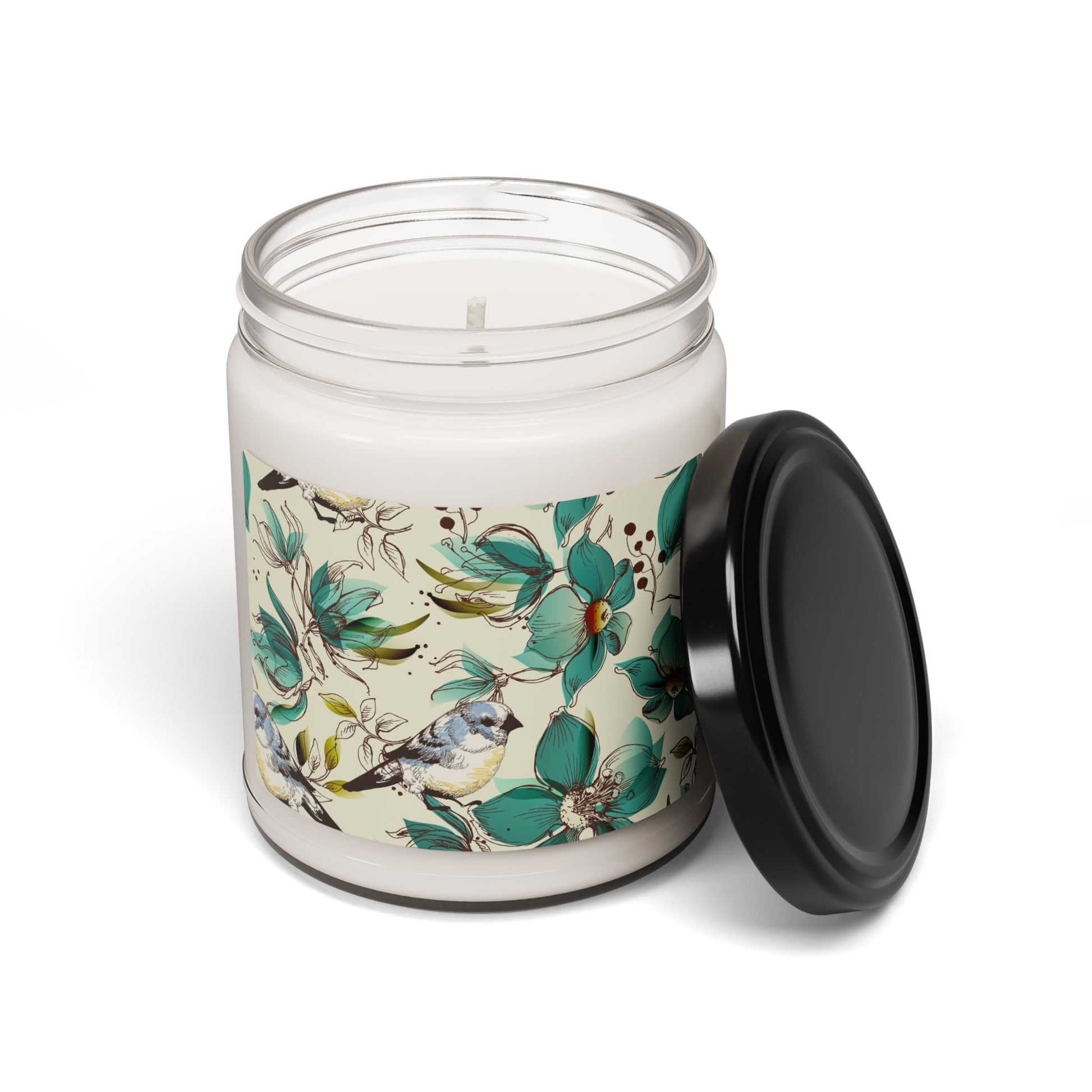 Floral Bird Scented Soy Candle - 9oz Decorative Jar for Relaxation & Home Decor