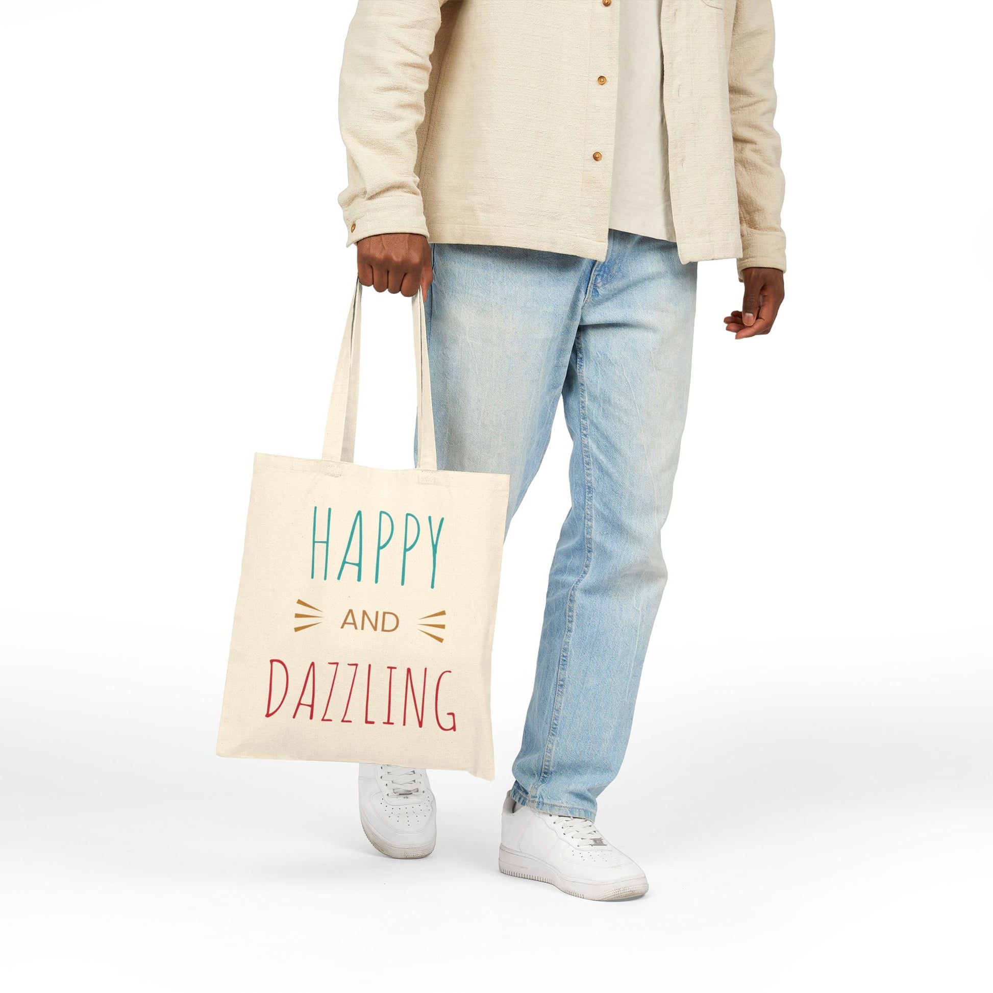 Vibrant Cotton Canvas Tote Bag - Happy and Dazzling Design for Beach Days and Everyday Adventures