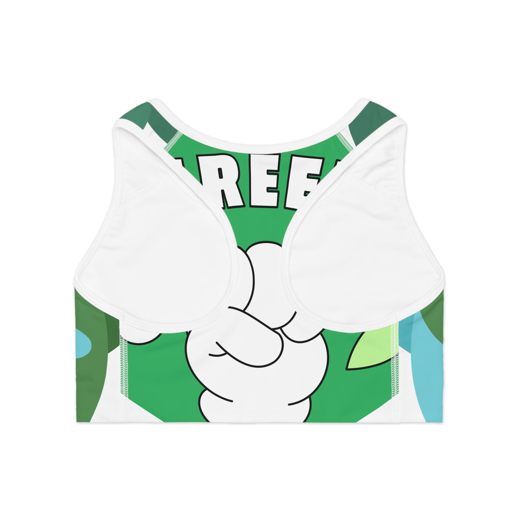 Eco-Friendly Sports Bra with Earth Design - Perfect for Active Lifestyle