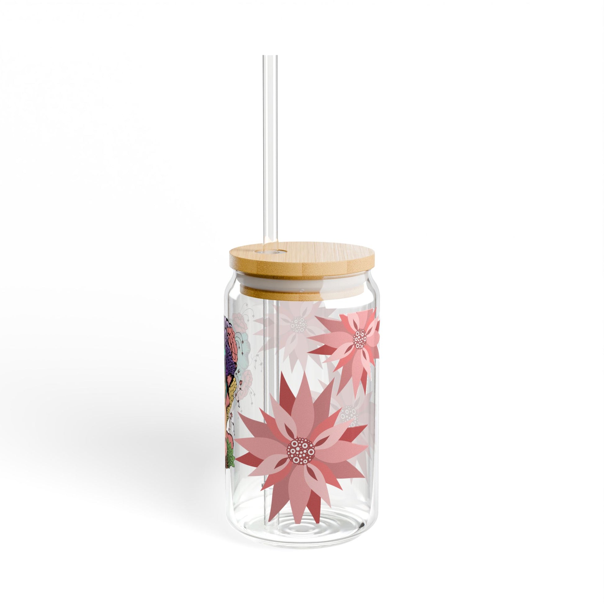 Bohemian Sipper Glass with Straw - 16oz Floral Design
