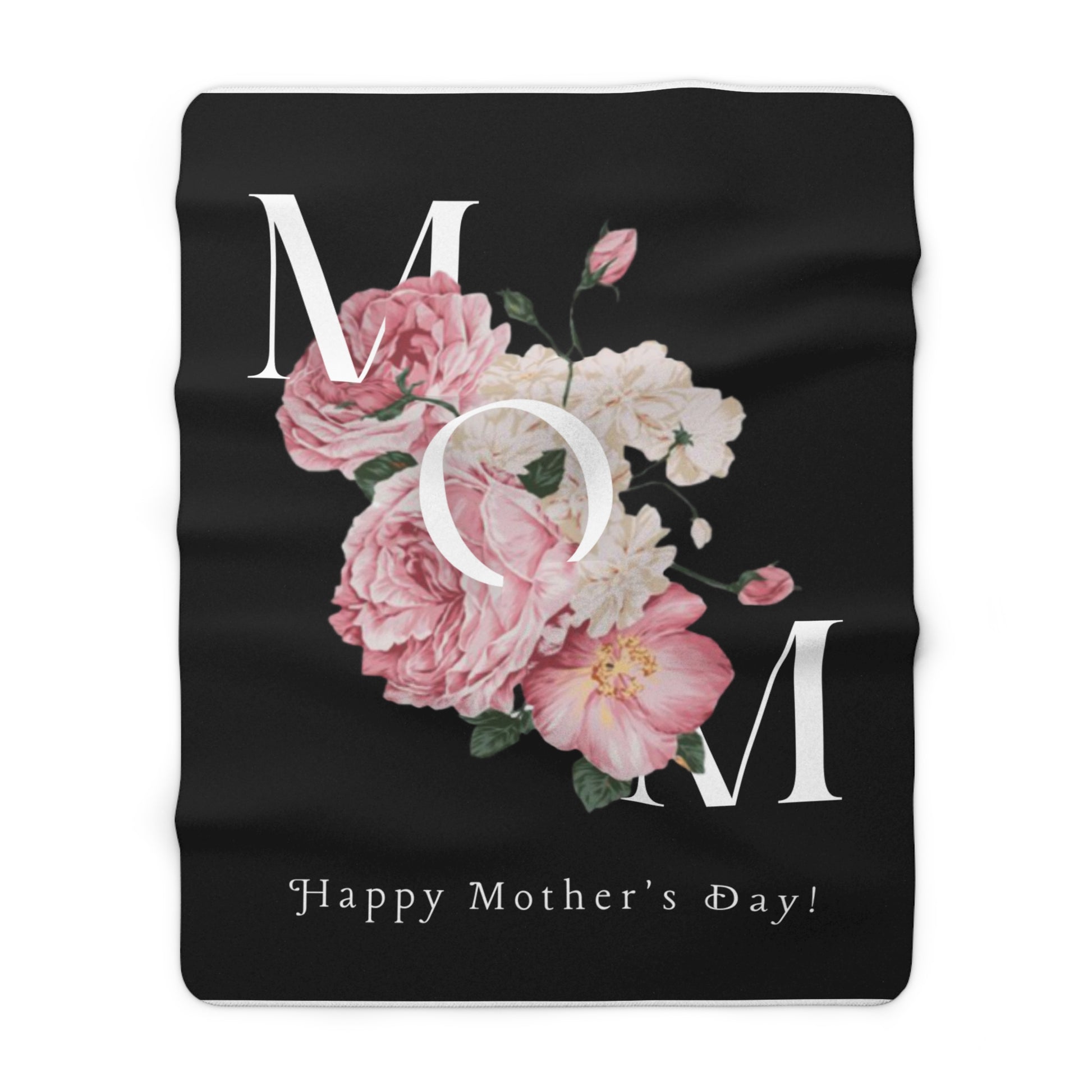 Cozy Sherpa Fleece Blanket - Happy Mother's Day Floral Design