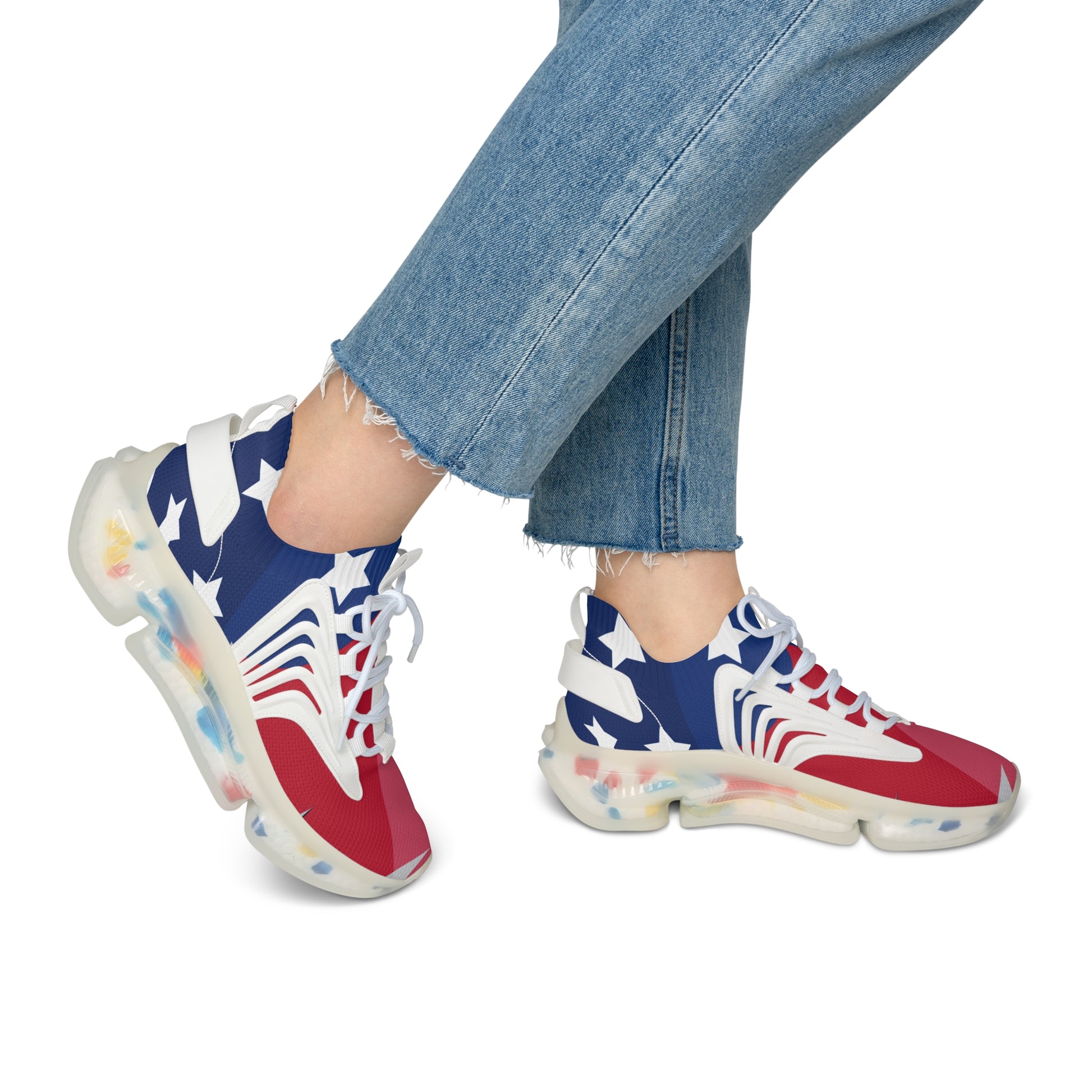 Patriotic Women's Mesh Sneakers - Star-Spangled Athletic Shoes