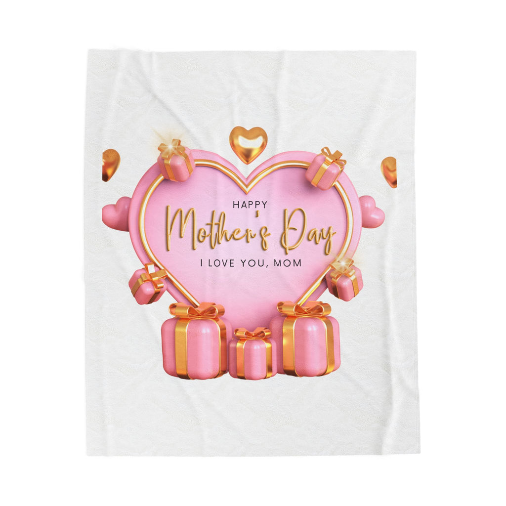 Cozy Mother's Day Velveteen Plush Blanket | Love You, Mom Gift