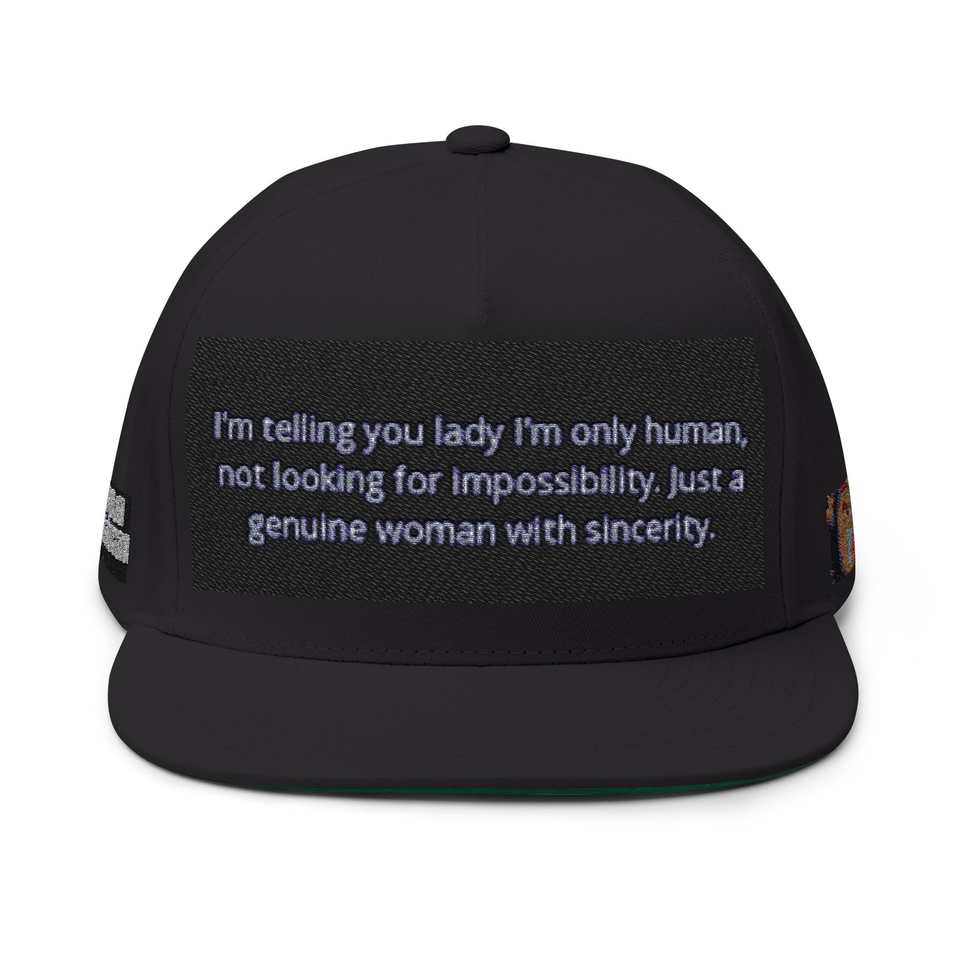 Embroidered Flat Bill Cap - Statement Hat for Women, Casual Style, Gift for Her, Trendy Accessory, Unique Fashion Statement