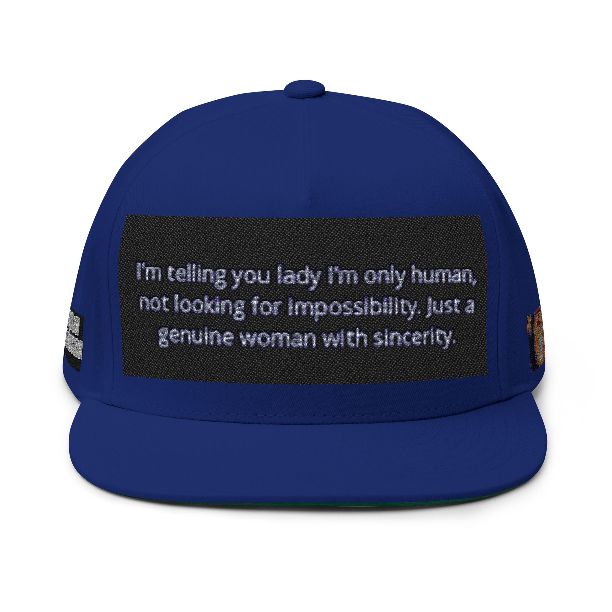 Embroidered Flat Bill Cap - Statement Hat for Women, Casual Style, Gift for Her, Trendy Accessory, Unique Fashion Statement