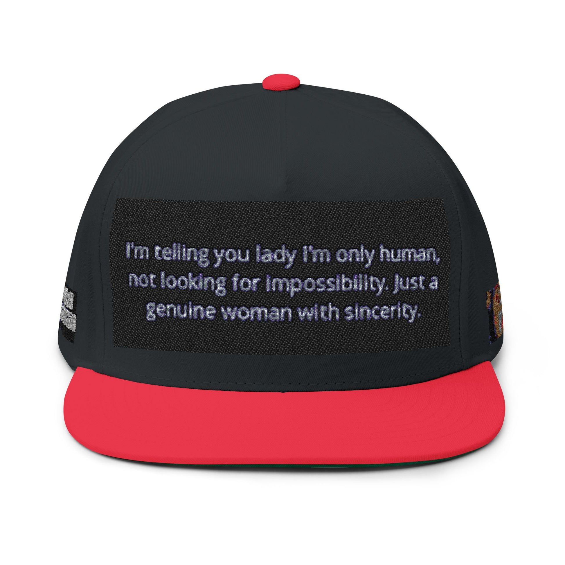 Embroidered Flat Bill Cap - Statement Hat for Women, Casual Style, Gift for Her, Trendy Accessory, Unique Fashion Statement