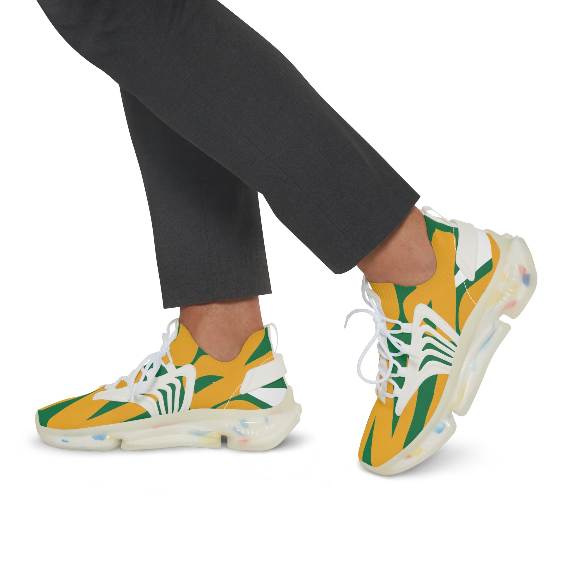 Stylish Men's Mesh Sneakers - Trendy Yellow and Green Athletic Shoes