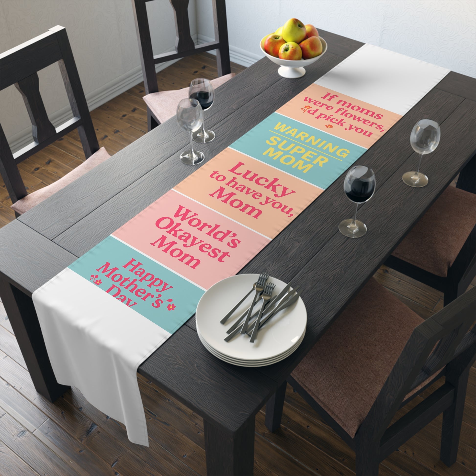 Mother's Day Table Runner - Floral Super Mom Design