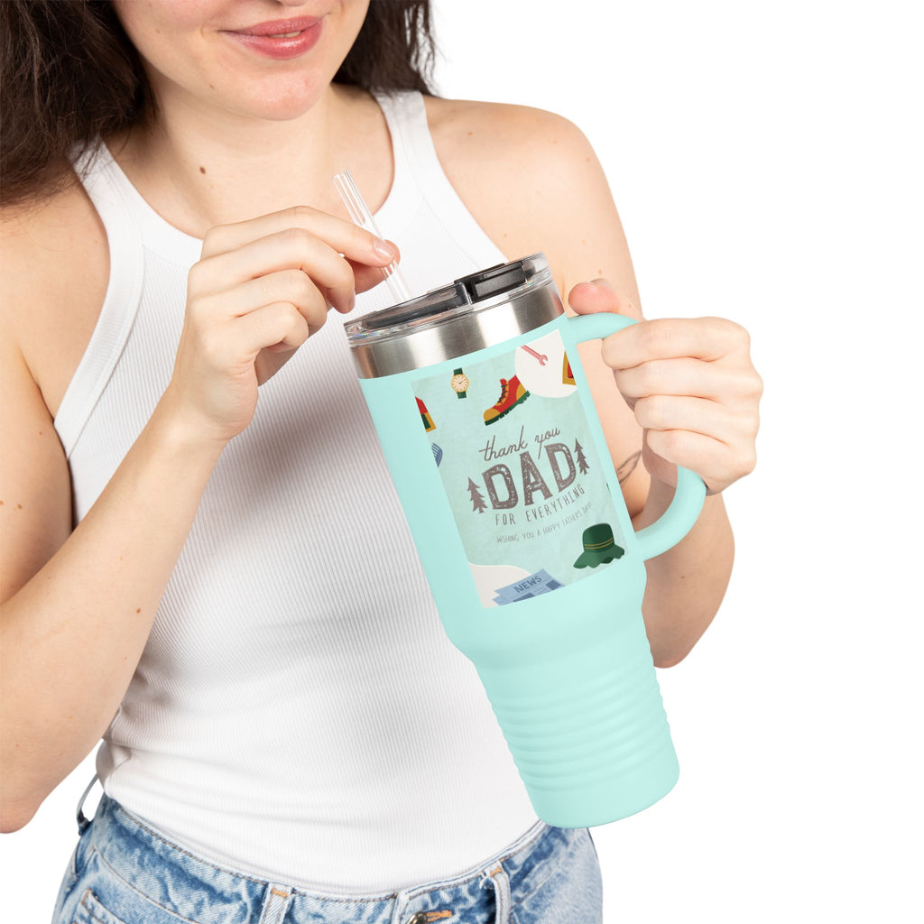 Thank You Dad Insulated Travel Mug - 40oz Adventure Tumbler, Perfect Father's Day Gift, Camping Mug, Outdoor Gear, Personalized Drinkware