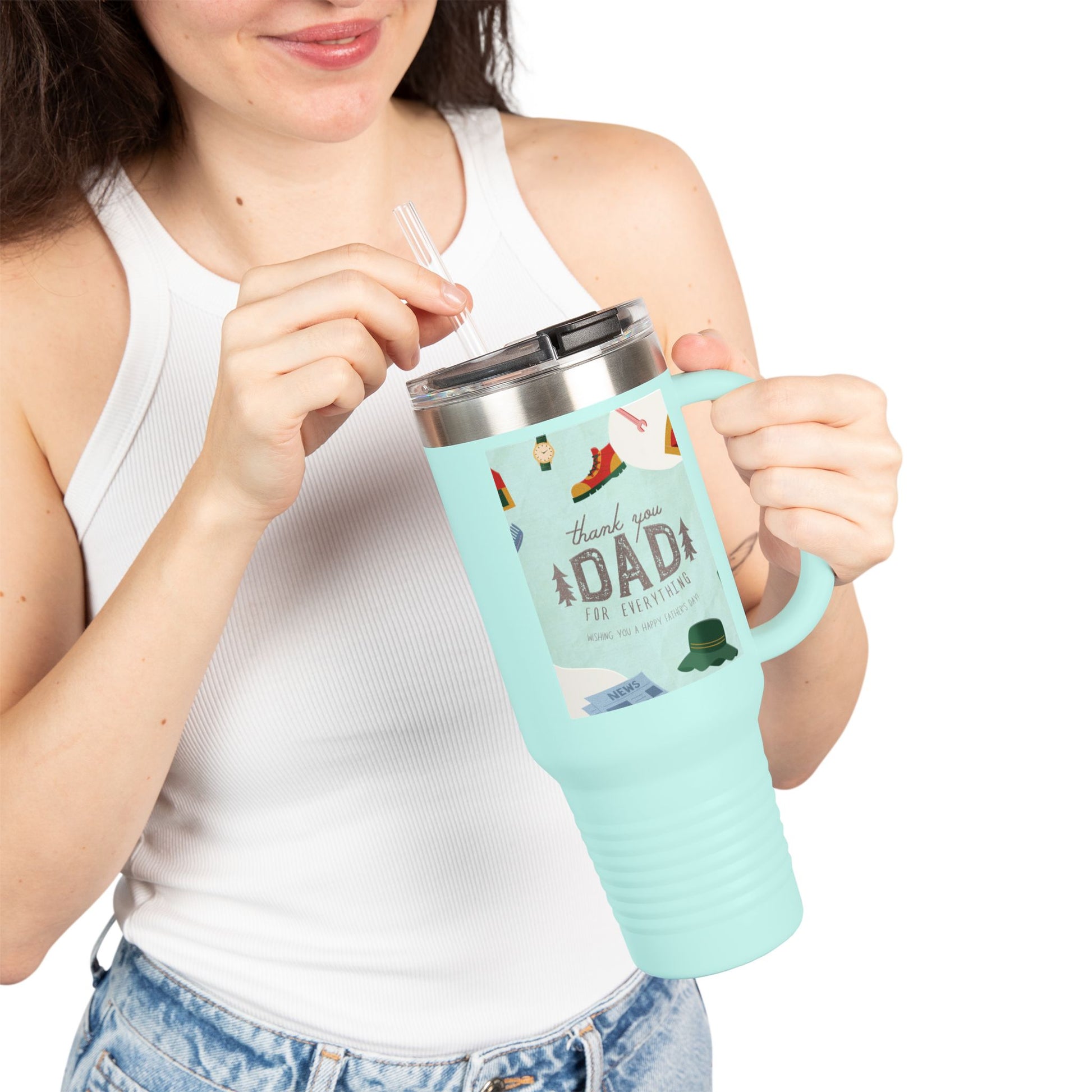 Thank You Dad Insulated Travel Mug - 40oz Adventure Tumbler, Perfect Father's Day Gift, Camping Mug, Outdoor Gear, Personalized Drinkware