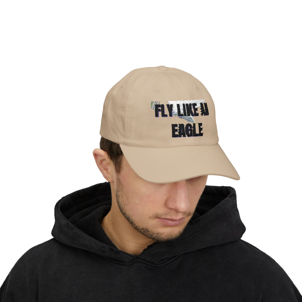Fly Like an Eagle Dad Cap - Classic White Adjustable Baseball Hat