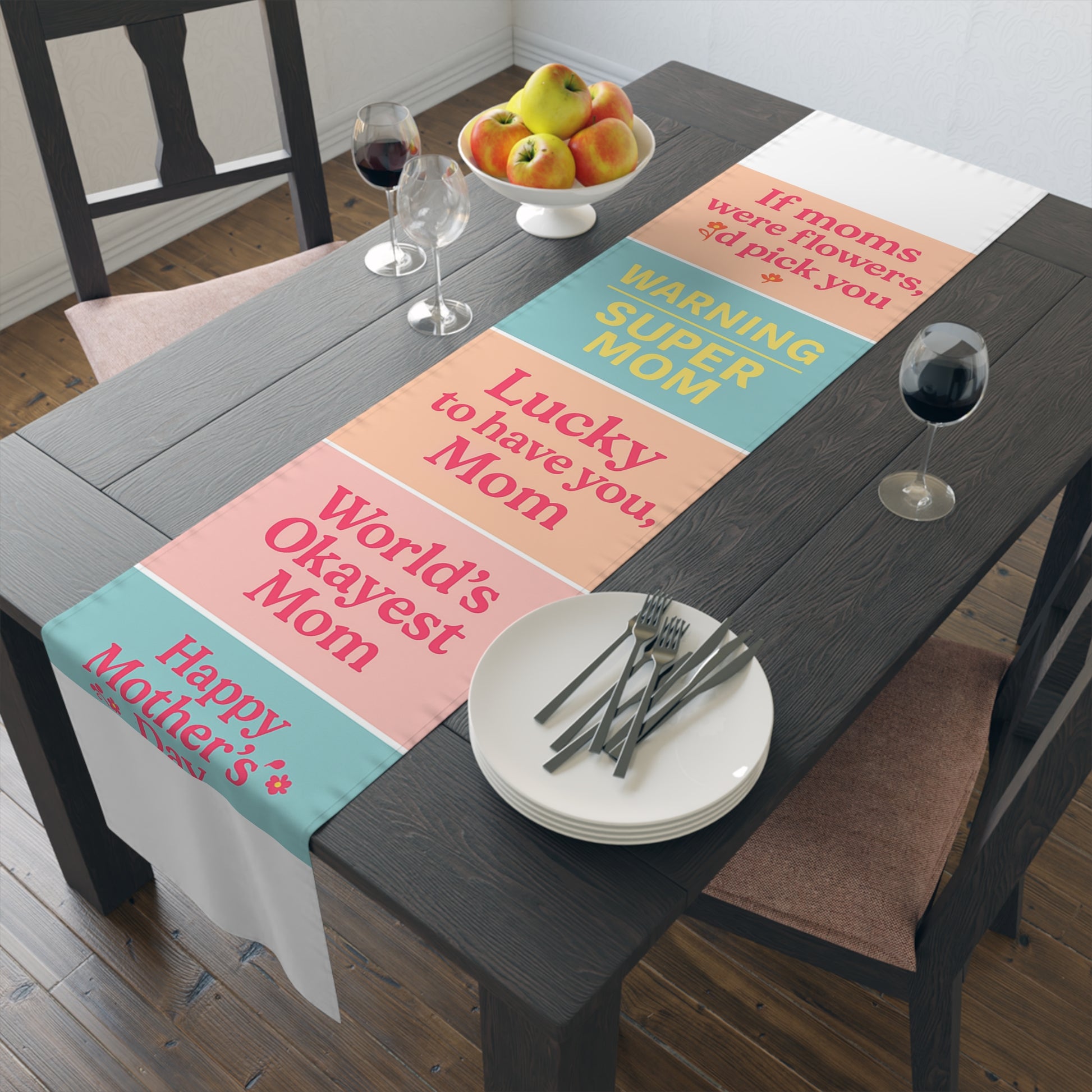 Mother's Day Table Runner - Floral Super Mom Design