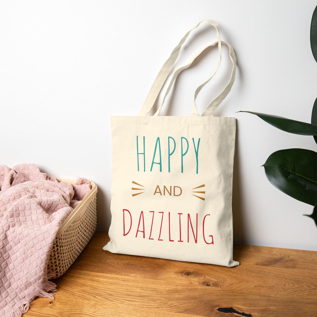 Vibrant Cotton Canvas Tote Bag - Happy and Dazzling Design for Beach Days and Everyday Adventures