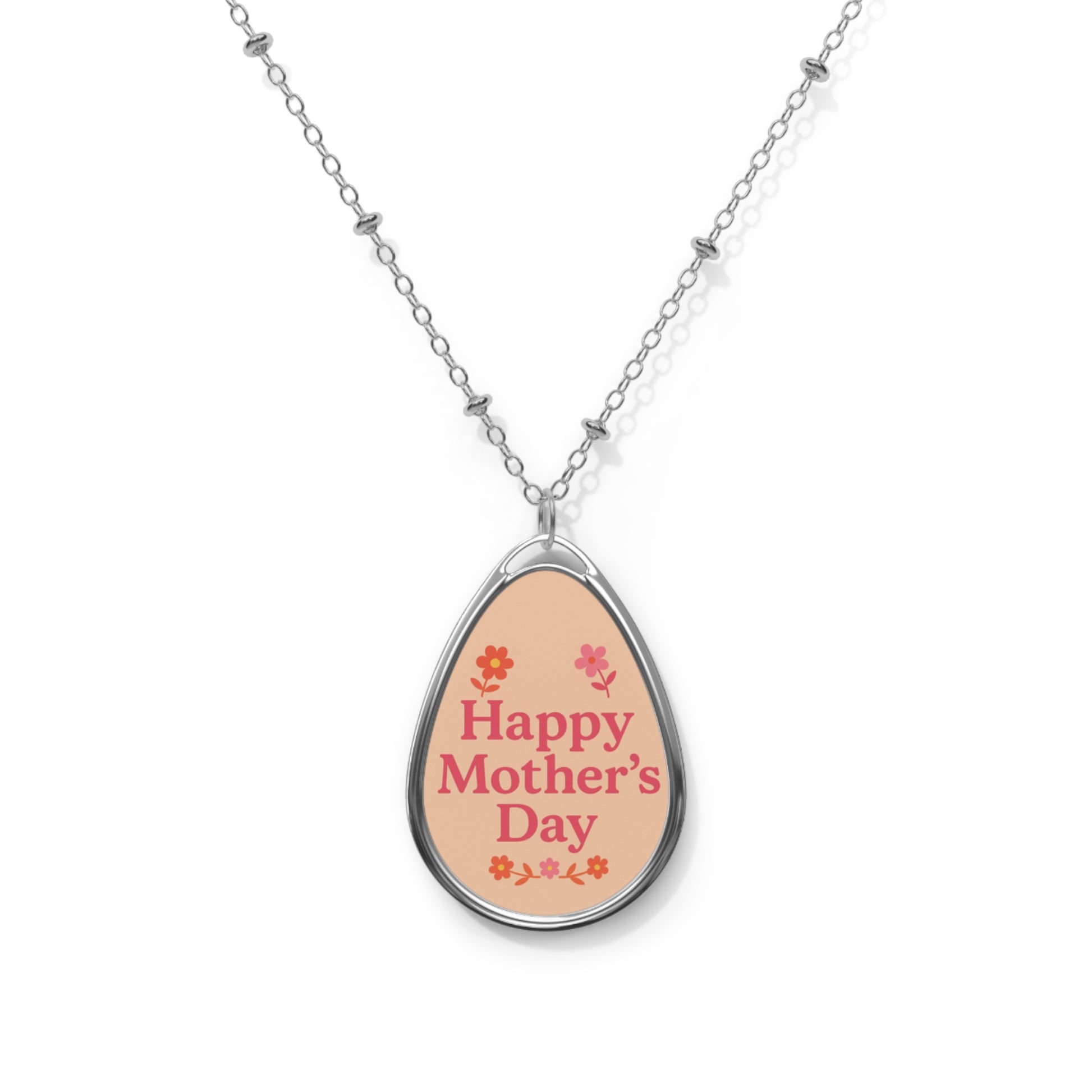 Happy Mother’s Day Oval Necklace - Elegant Gift for Moms