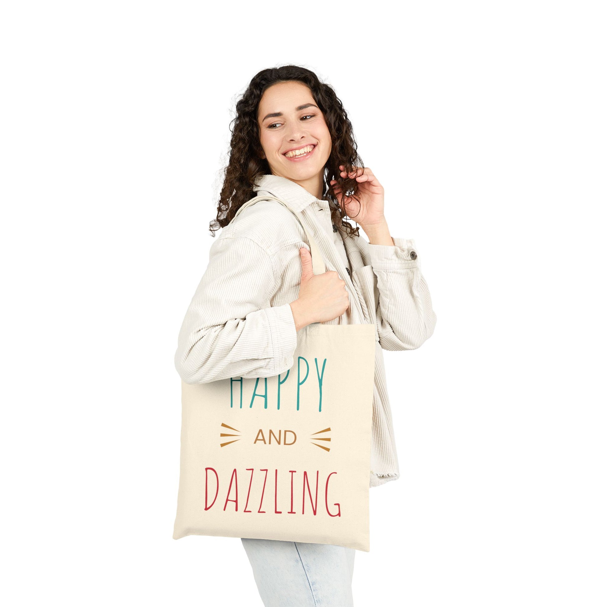Vibrant Cotton Canvas Tote Bag - Happy and Dazzling Design for Beach Days and Everyday Adventures