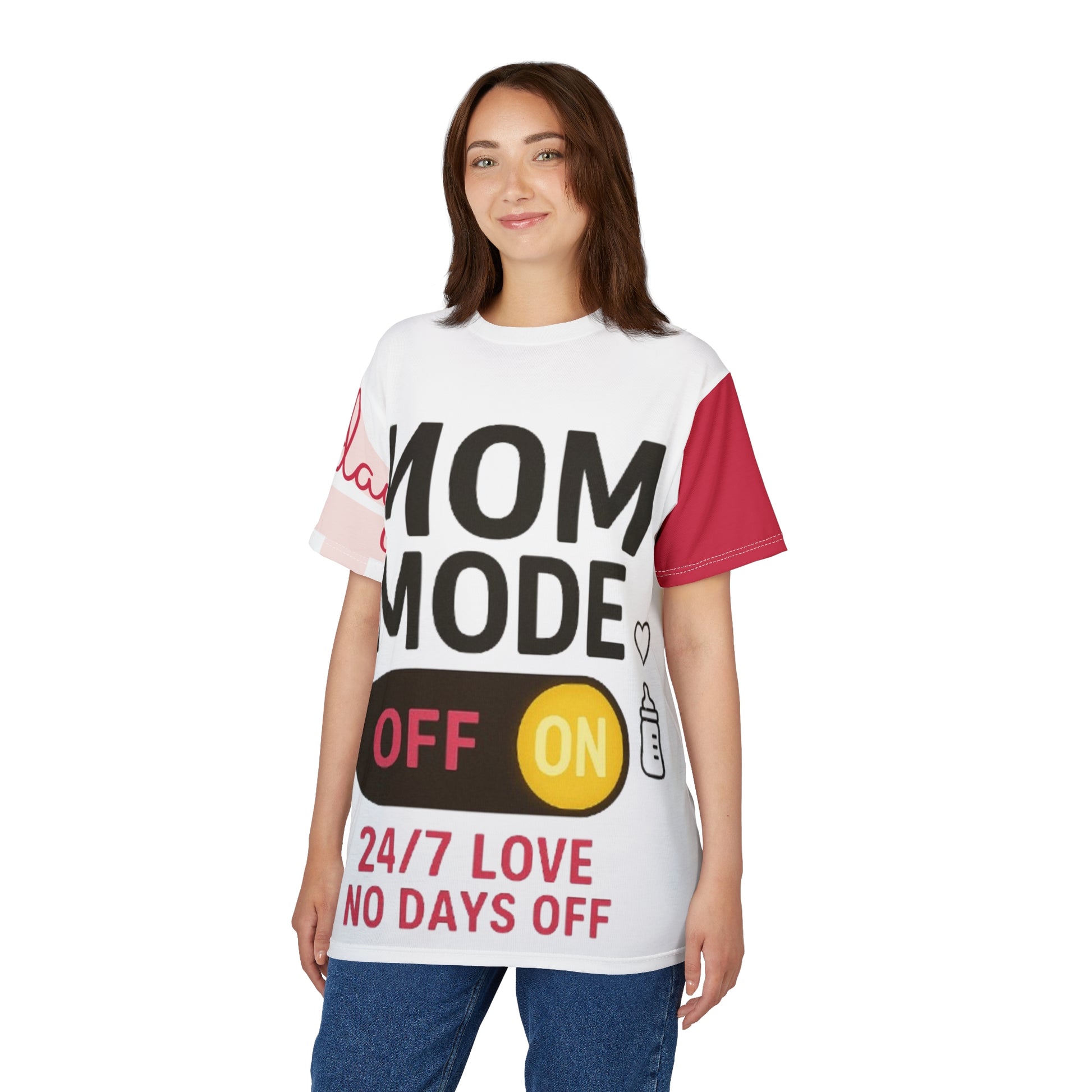 Mom Mode Unisex Cut & Sew Tee - 24/7 Love, No Days Off - Perfect Gift for Moms