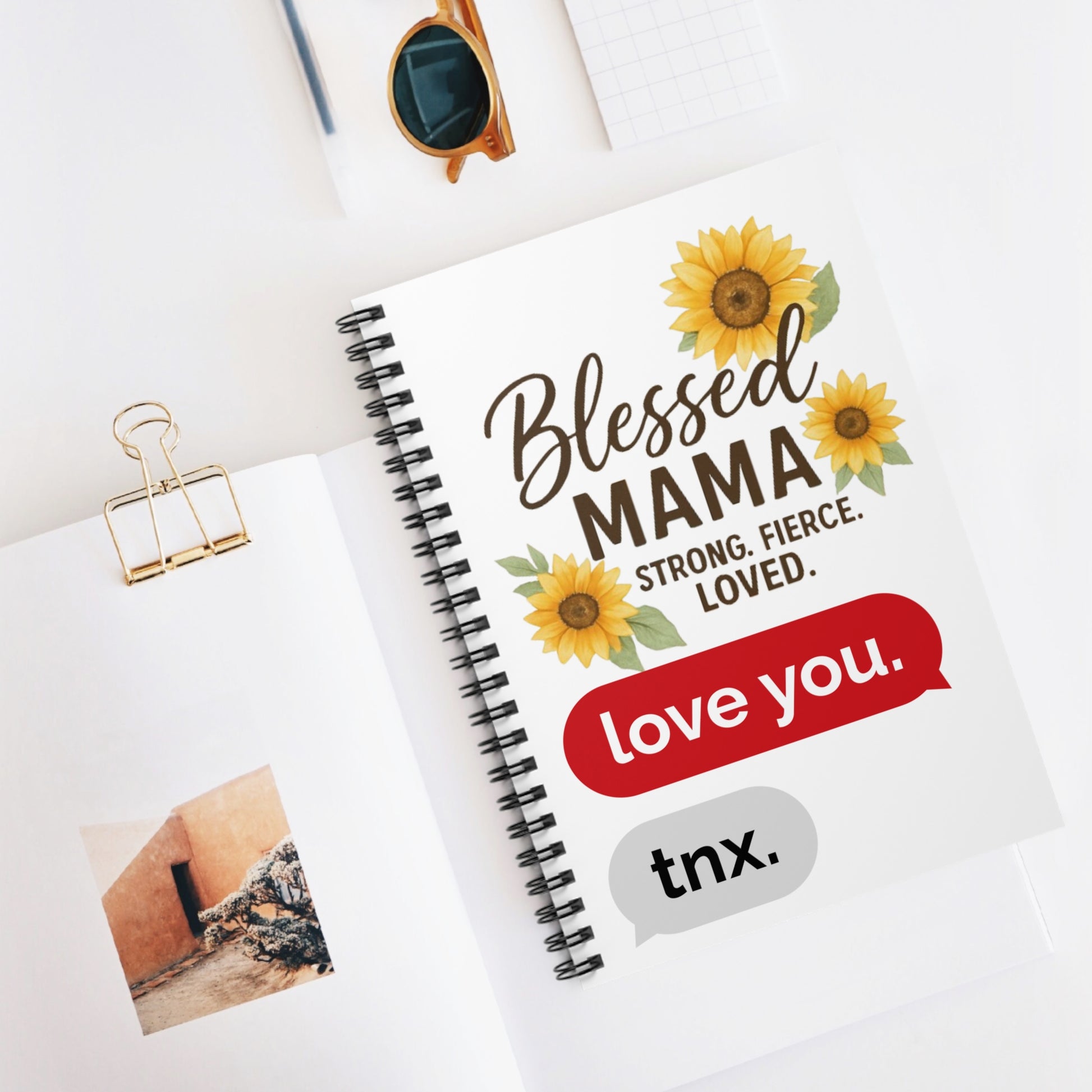 Blessed Mama Spiral Notebook - Strong, Fierce, Loved | Perfect Gift for Moms