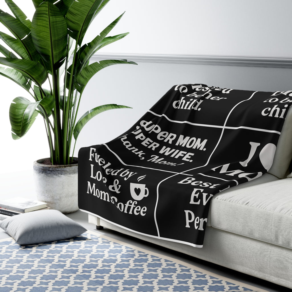 Cozy Sherpa Fleece Blanket for Moms - 'Best Mom Ever' Gift
