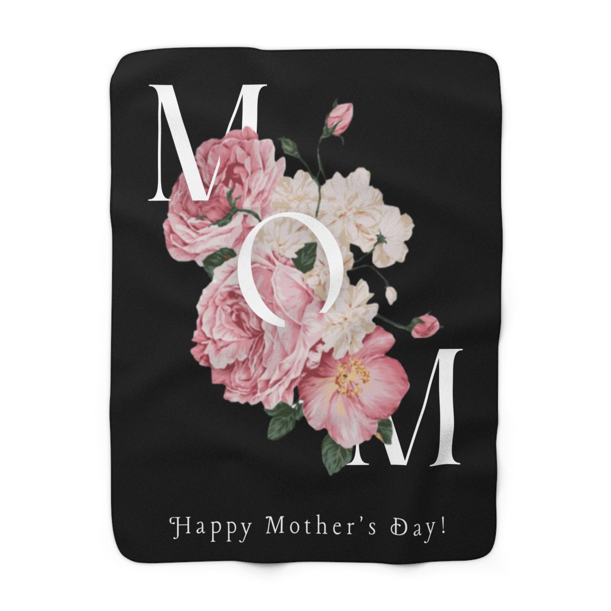Cozy Sherpa Fleece Blanket - Happy Mother's Day Floral Design
