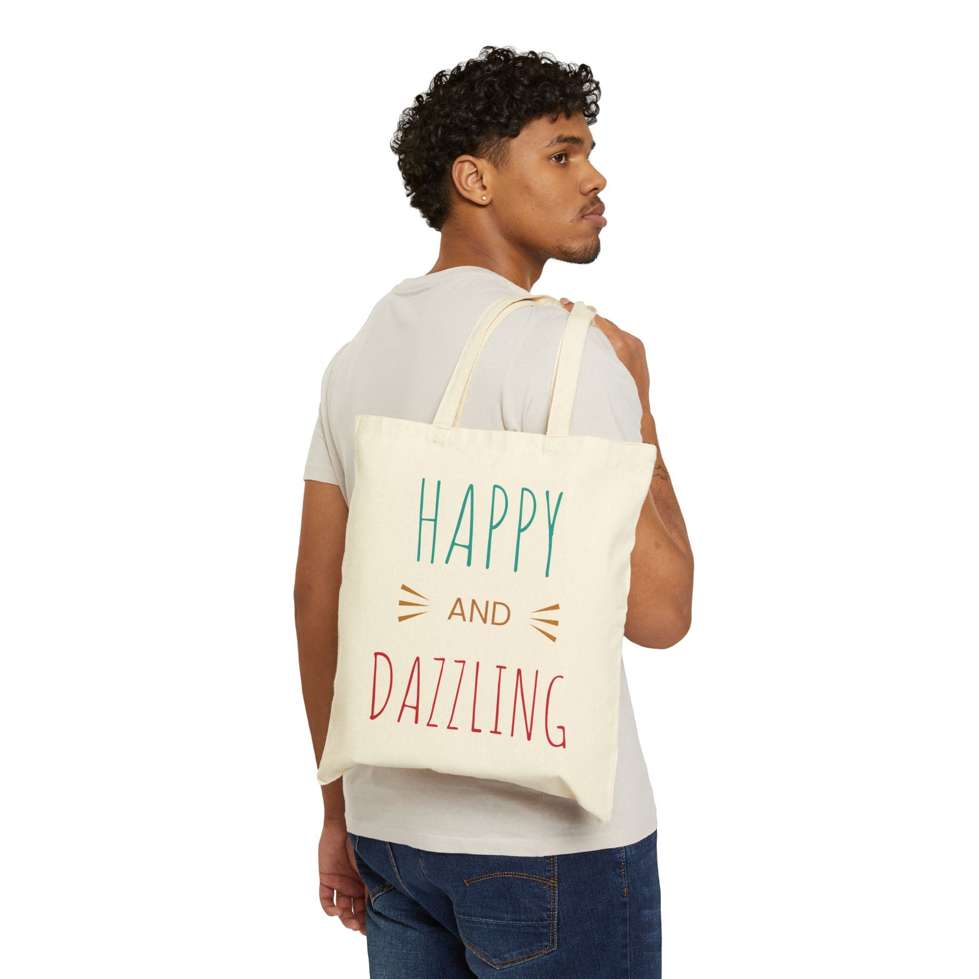 Vibrant Cotton Canvas Tote Bag - Happy and Dazzling Design for Beach Days and Everyday Adventures