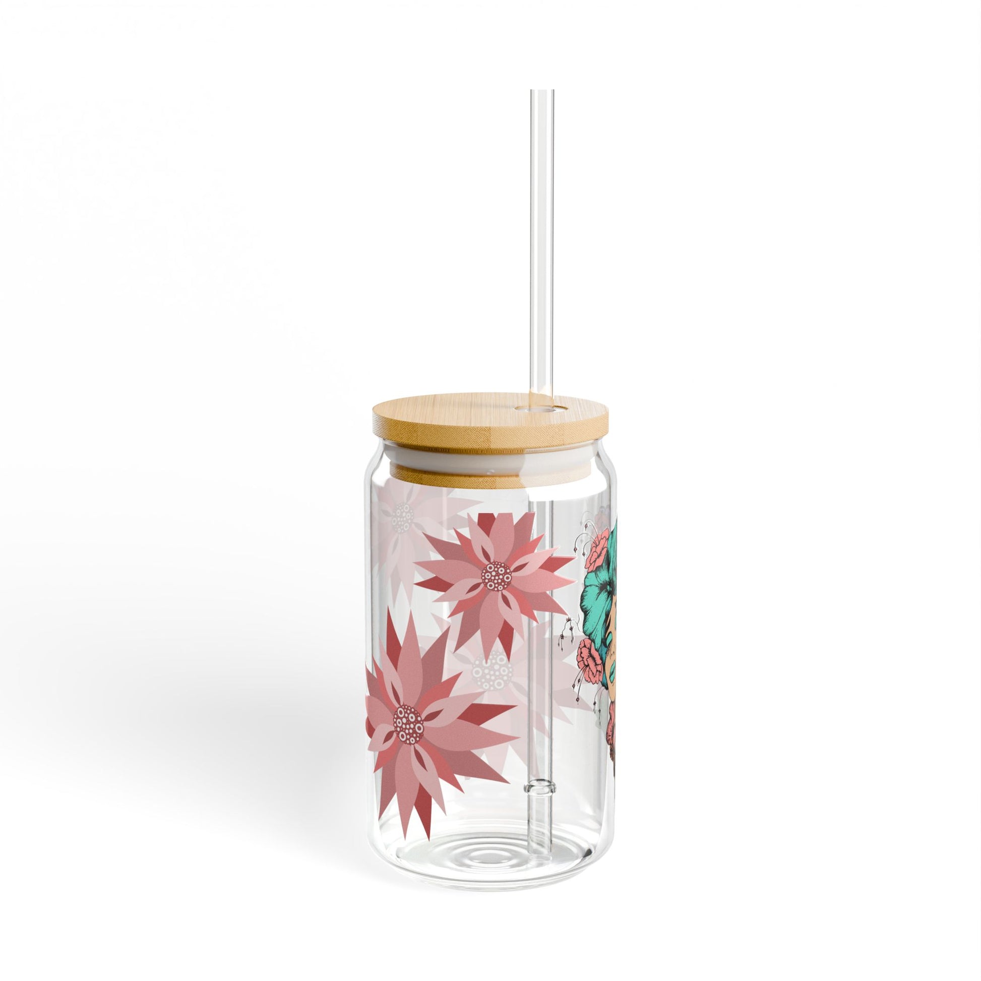 Bohemian Sipper Glass with Straw - 16oz Floral Design