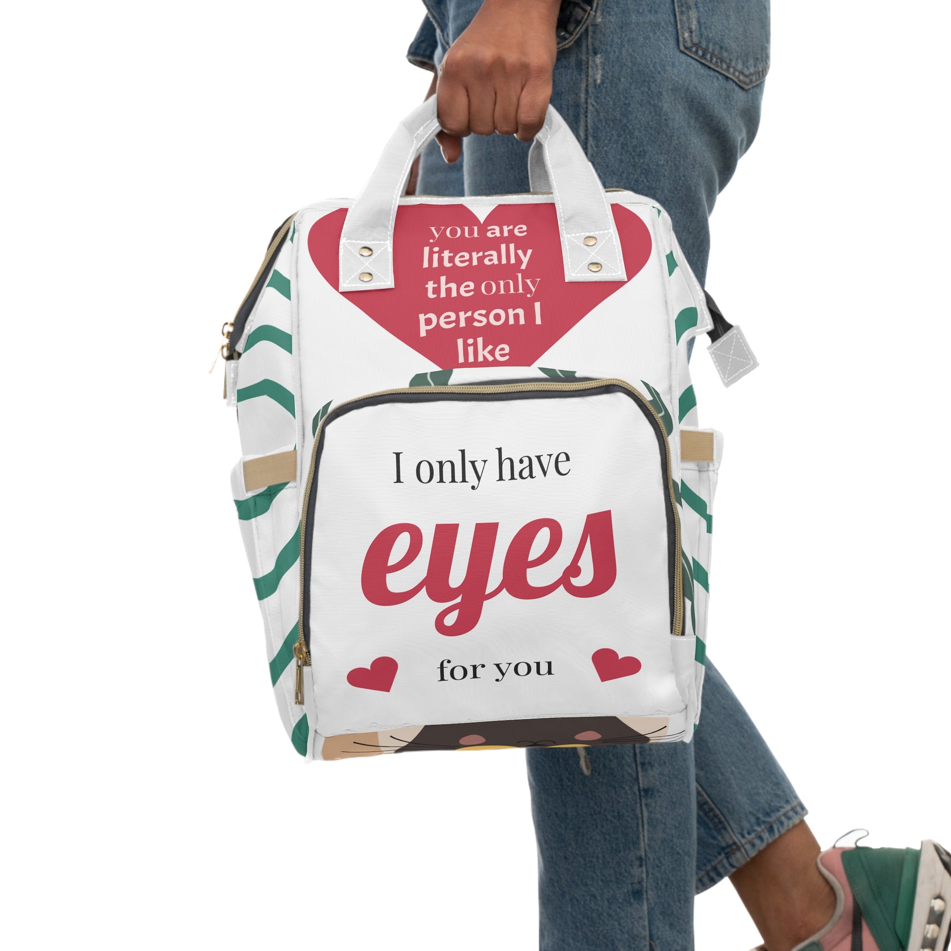 Cute Heart Pattern Multifunctional Diaper Backpack - Perfect for New Moms