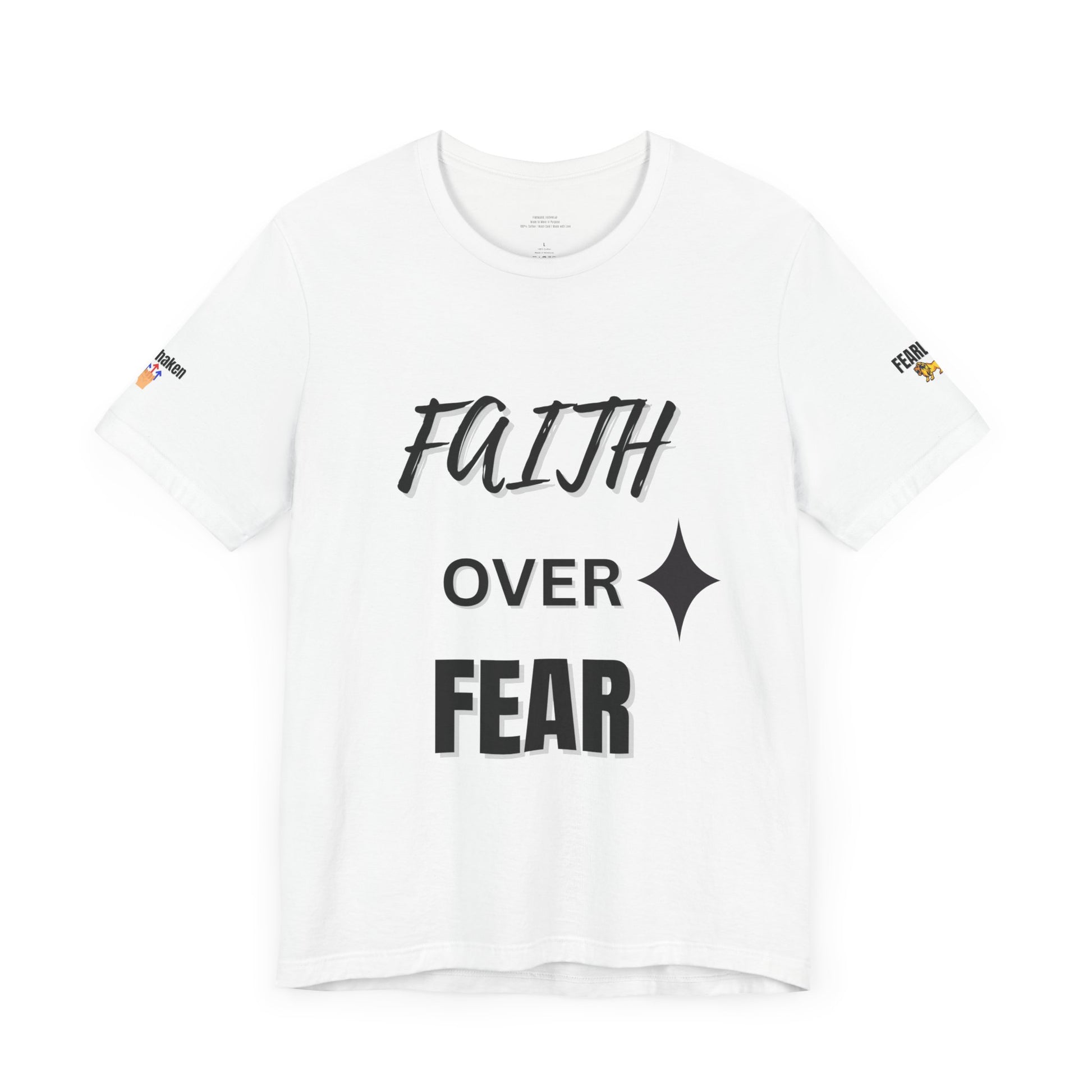 Faith Over Fear T-Shirt for Inspiration and Empowerment, Unisex Short Sleeve Tee for Motivational Gifts, Spiritual Apparel, Mindfulness