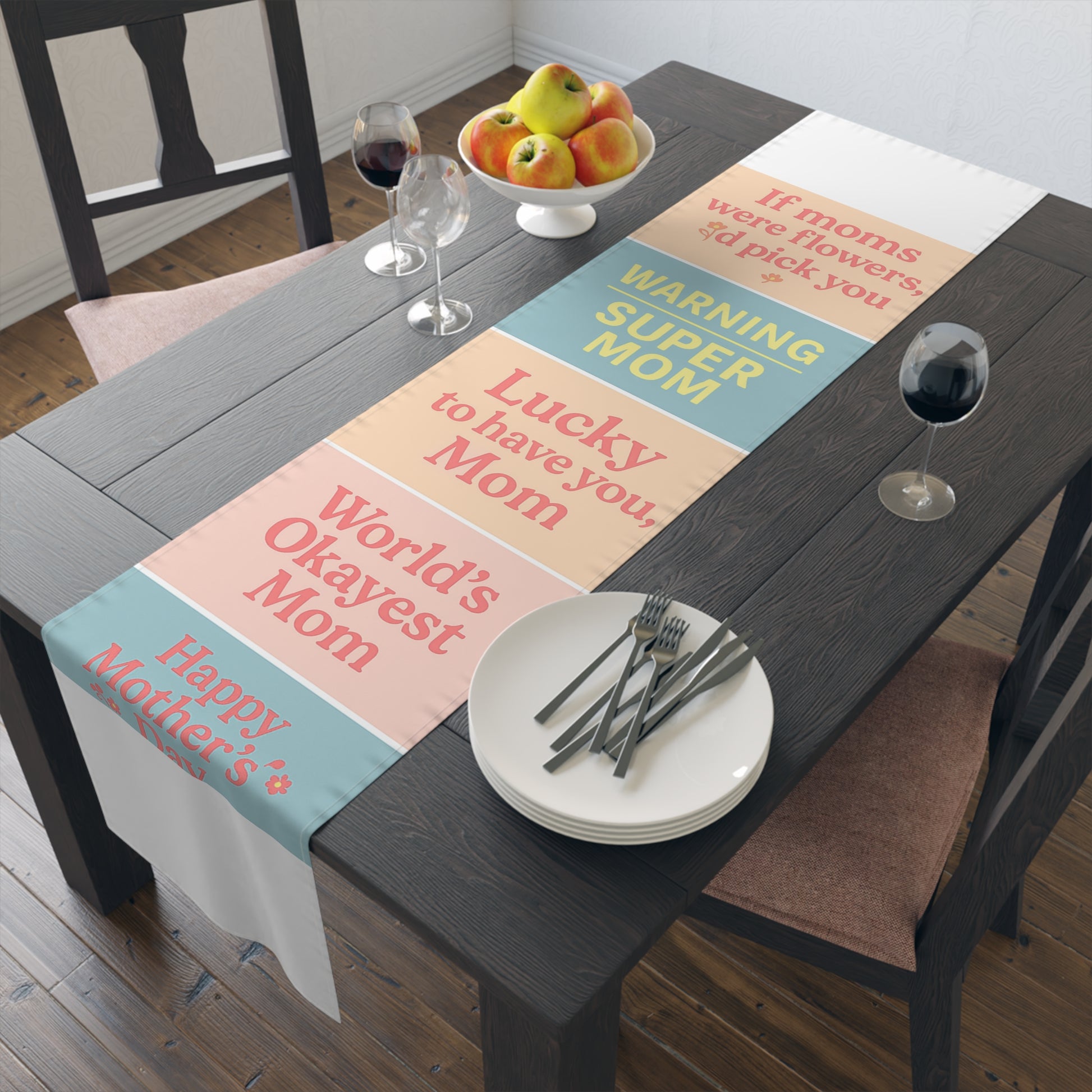 Mother's Day Table Runner - Floral Super Mom Design